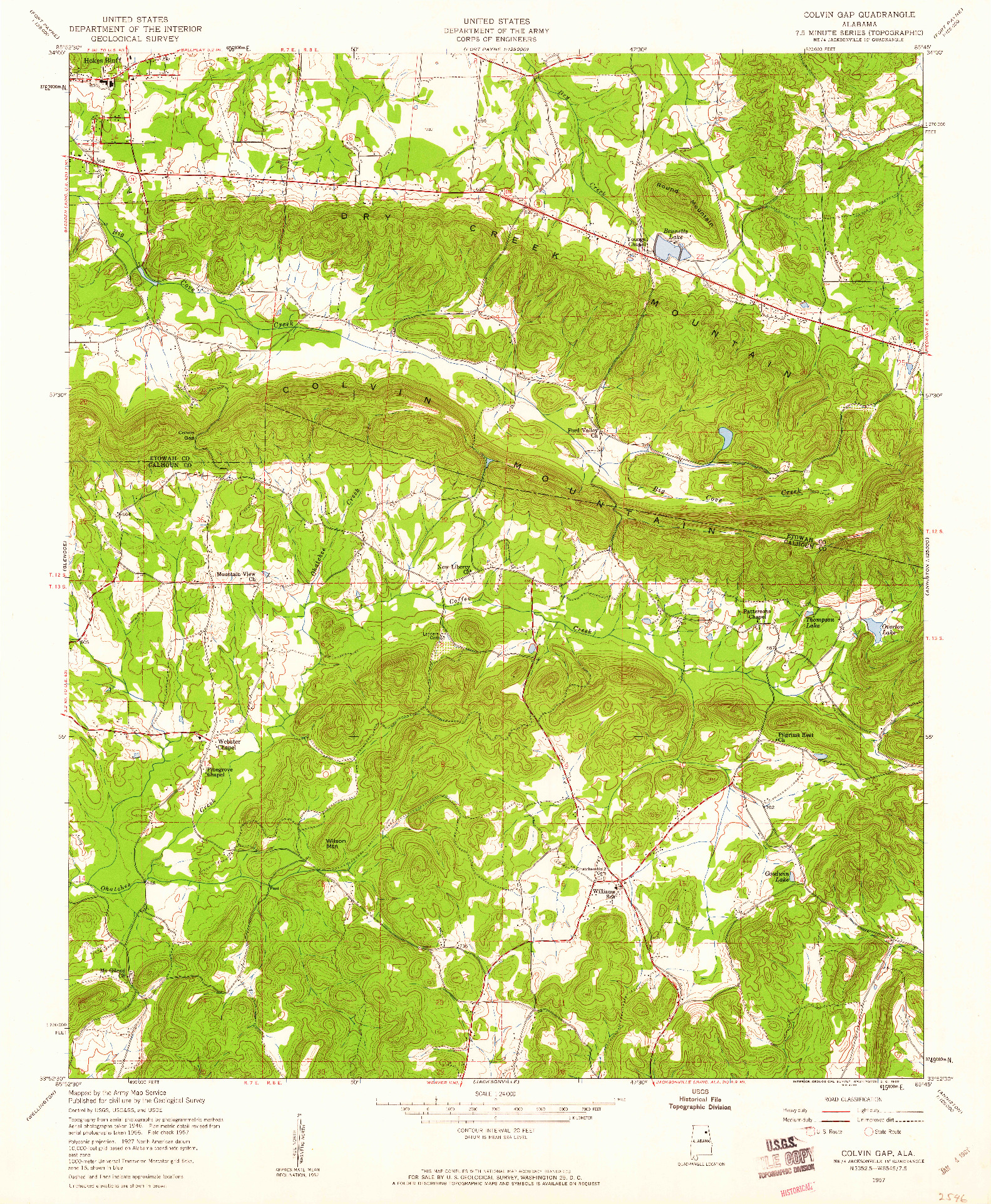 USGS 1:24000-SCALE QUADRANGLE FOR COLVIN GAP, AL 1957