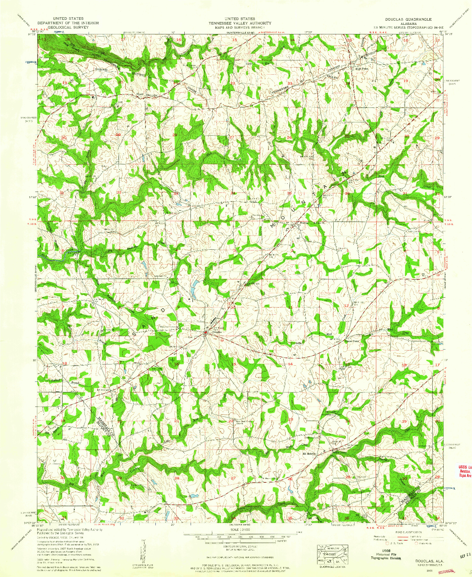 USGS 1:24000-SCALE QUADRANGLE FOR DOUGLAS, AL 1958