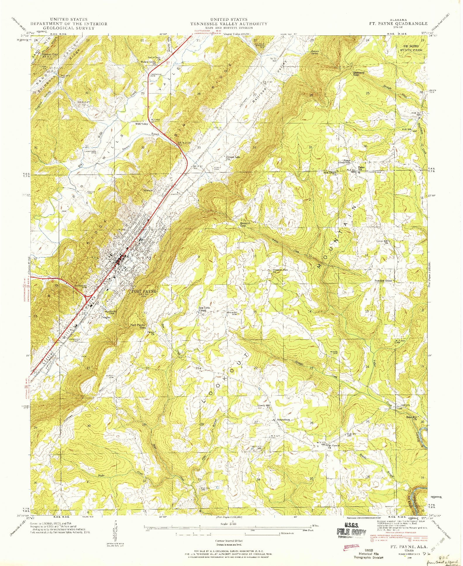 USGS 1:24000-SCALE QUADRANGLE FOR FT PAYNE, AL 1946