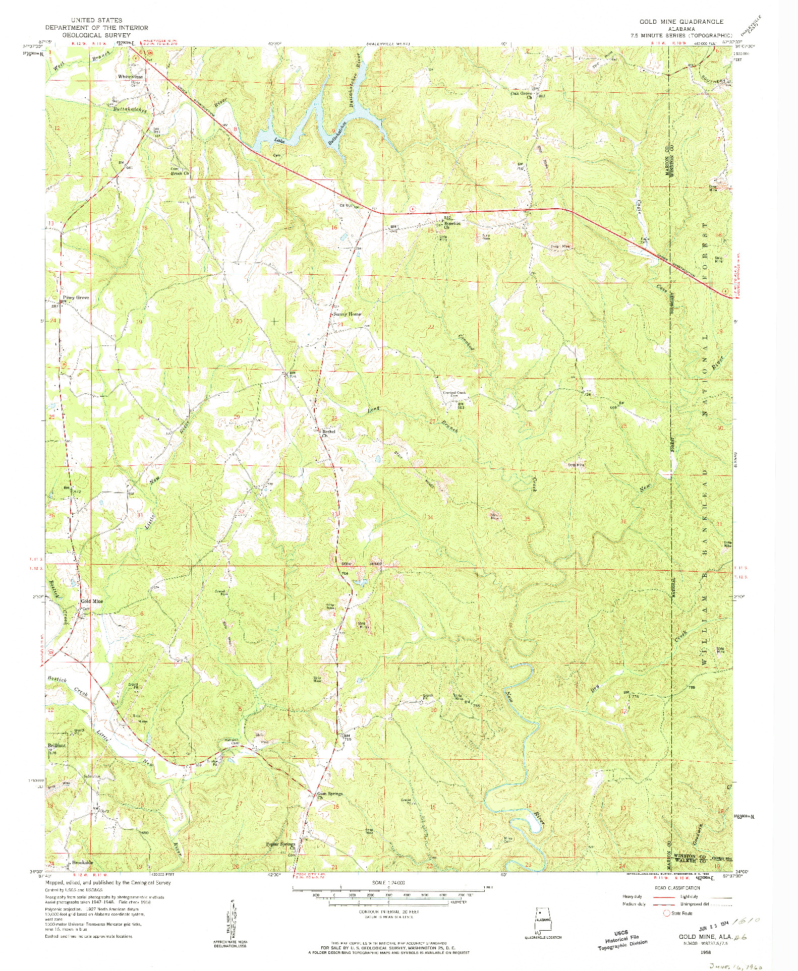 USGS 1:24000-SCALE QUADRANGLE FOR GOLD MINE, AL 1958