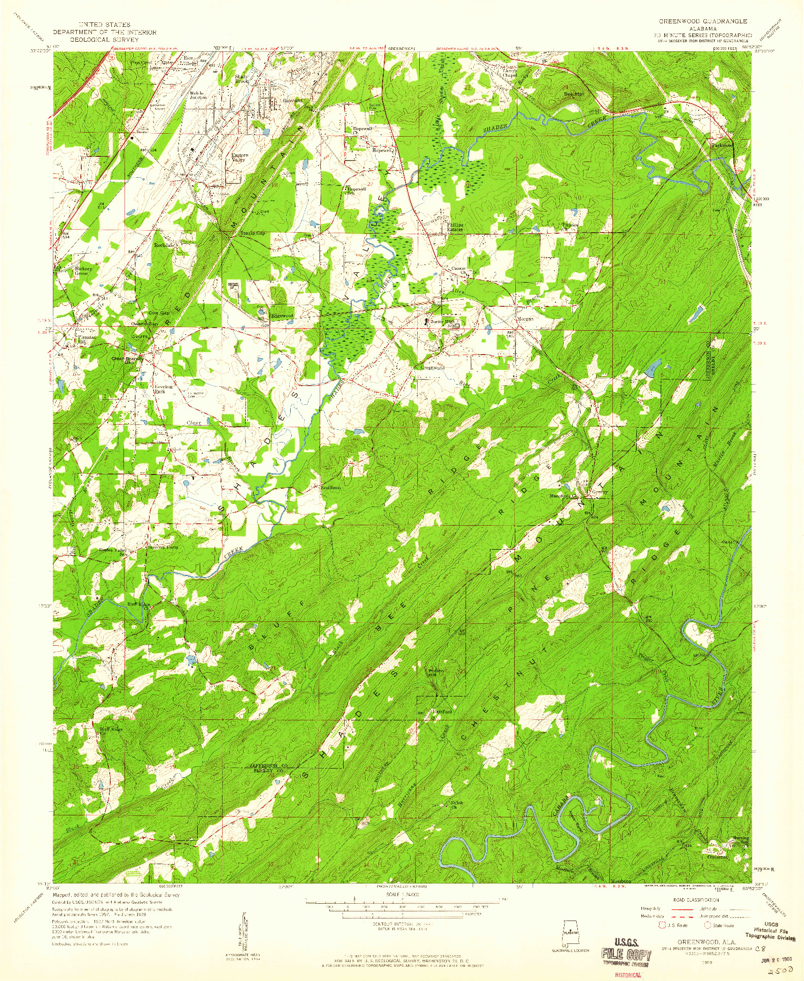 USGS 1:24000-SCALE QUADRANGLE FOR GREENWOOD, AL 1959