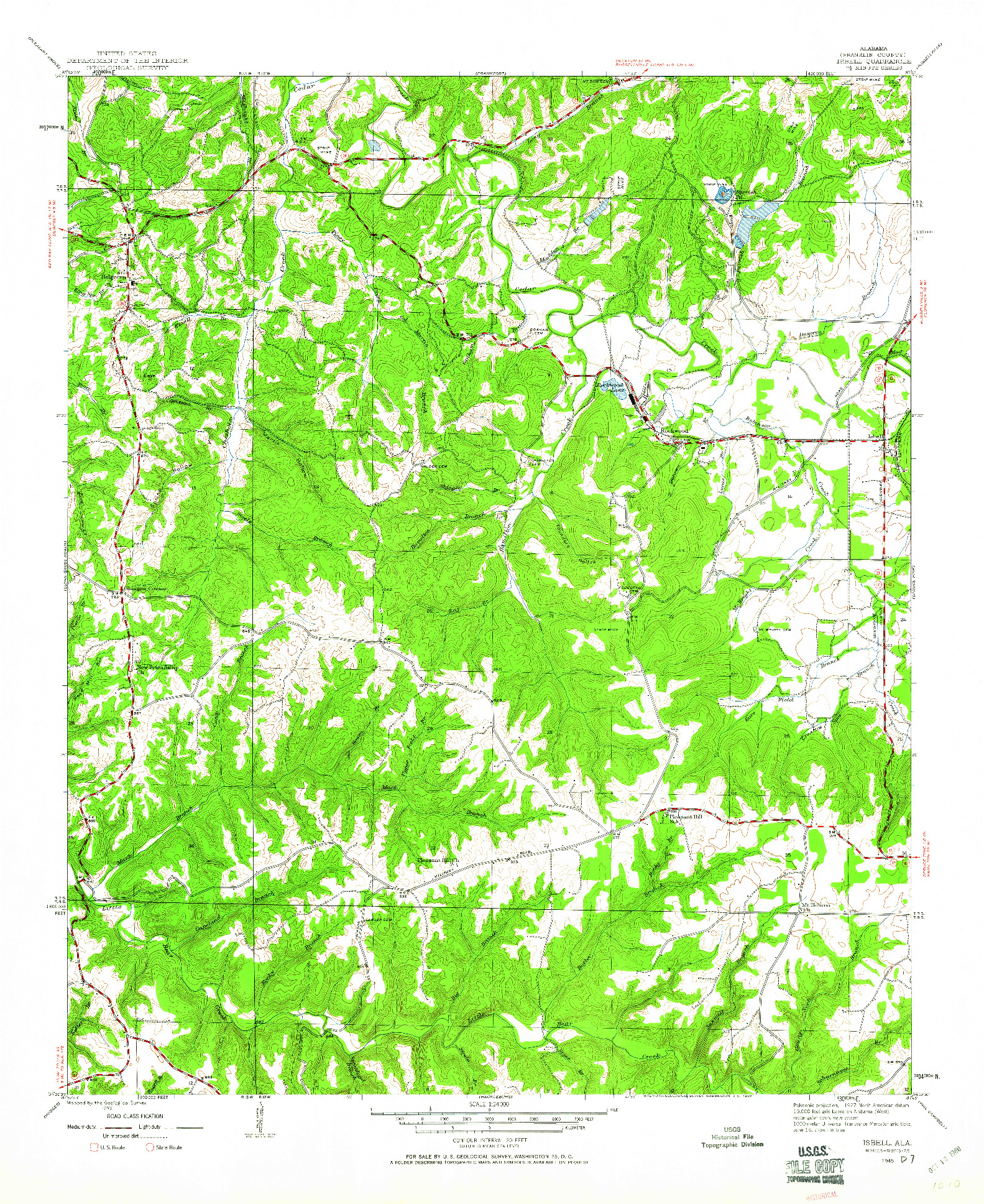 USGS 1:24000-SCALE QUADRANGLE FOR ISBELL, AL 1945