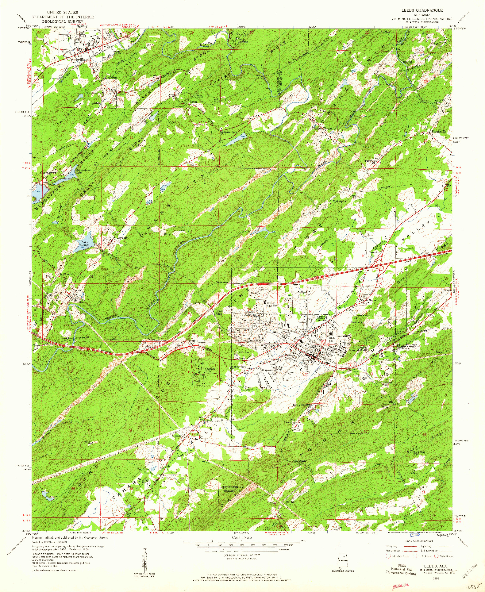 USGS 1:24000-SCALE QUADRANGLE FOR LEEDS, AL 1959