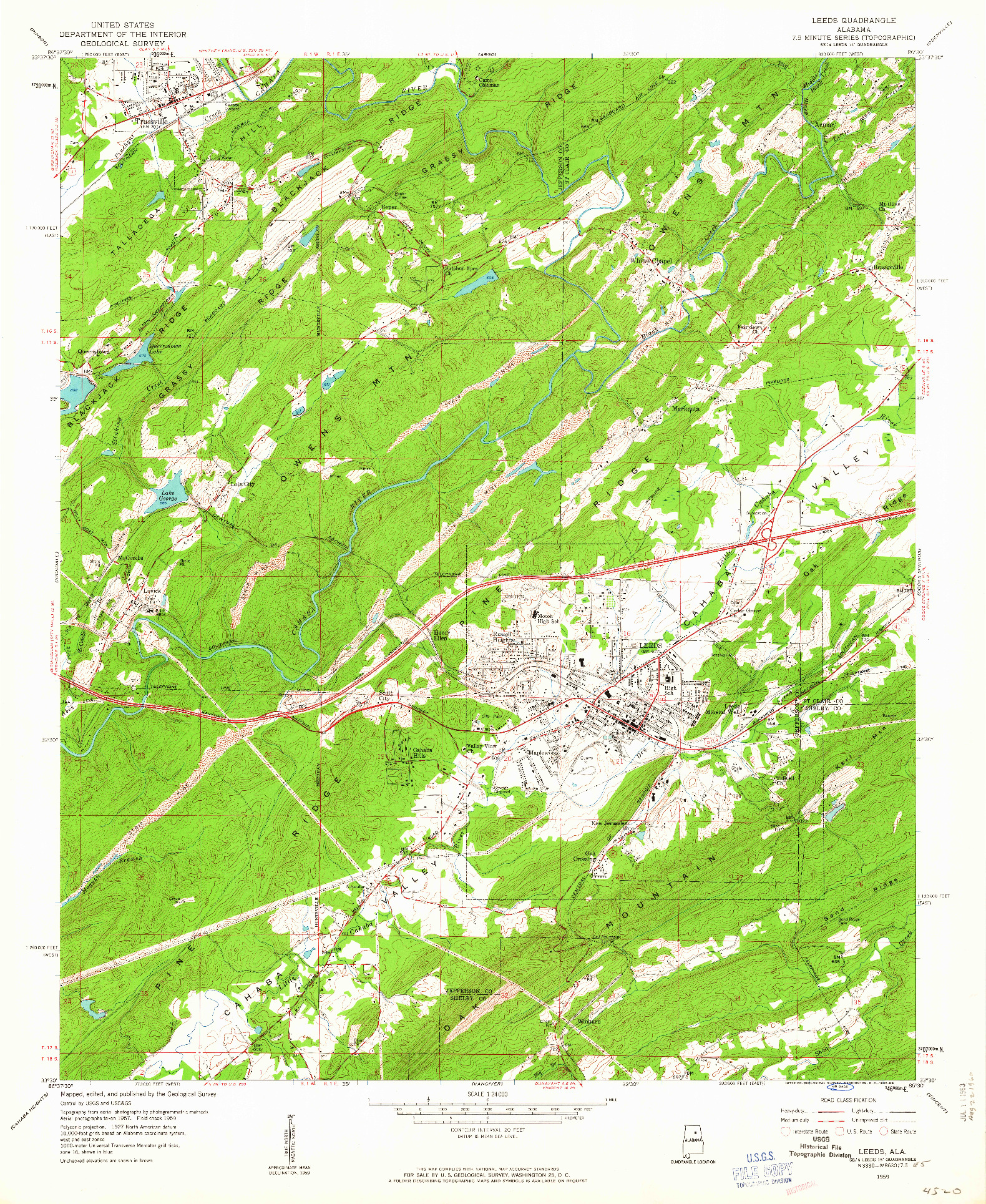 USGS 1:24000-SCALE QUADRANGLE FOR LEEDS, AL 1959