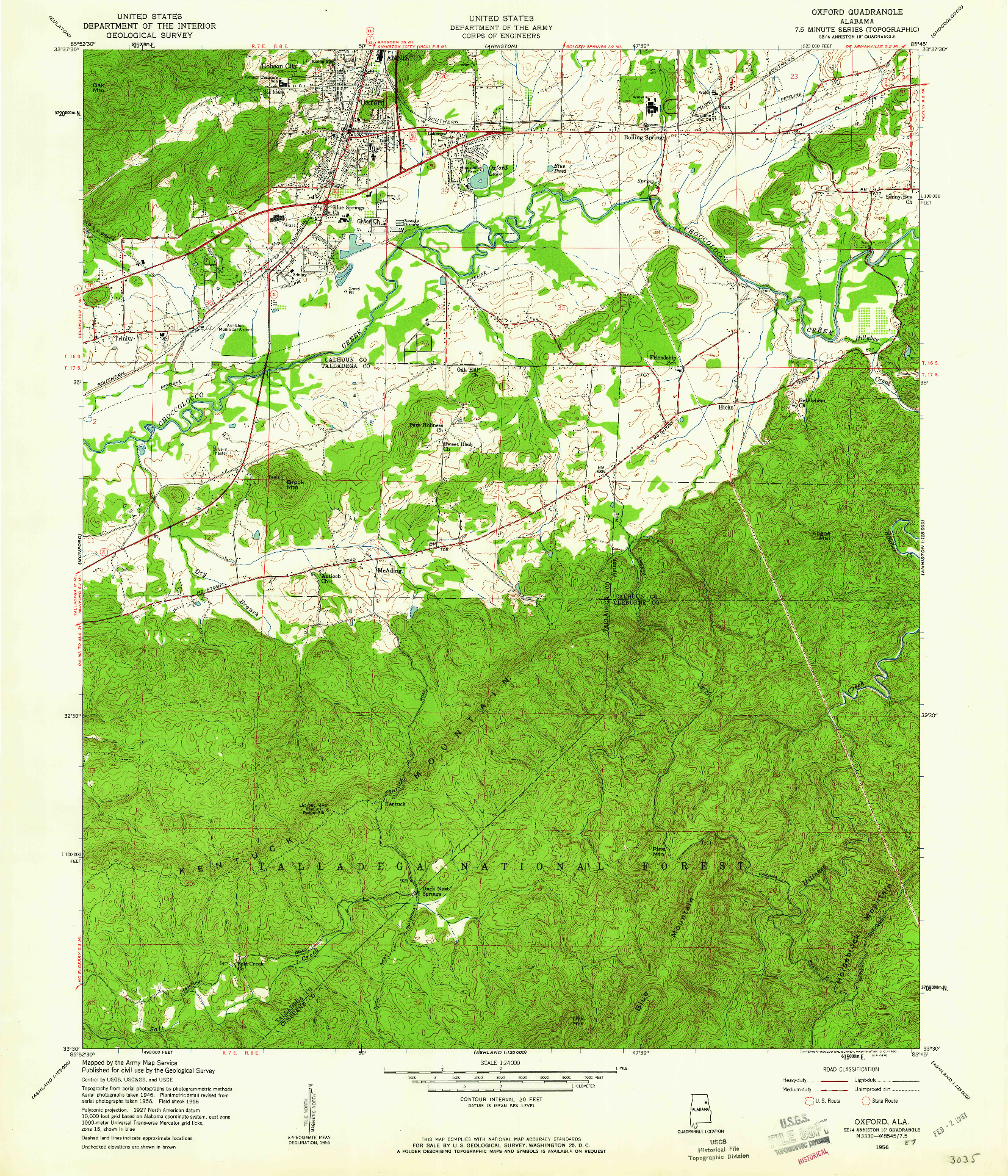 USGS 1:24000-SCALE QUADRANGLE FOR OXFORD, AL 1956