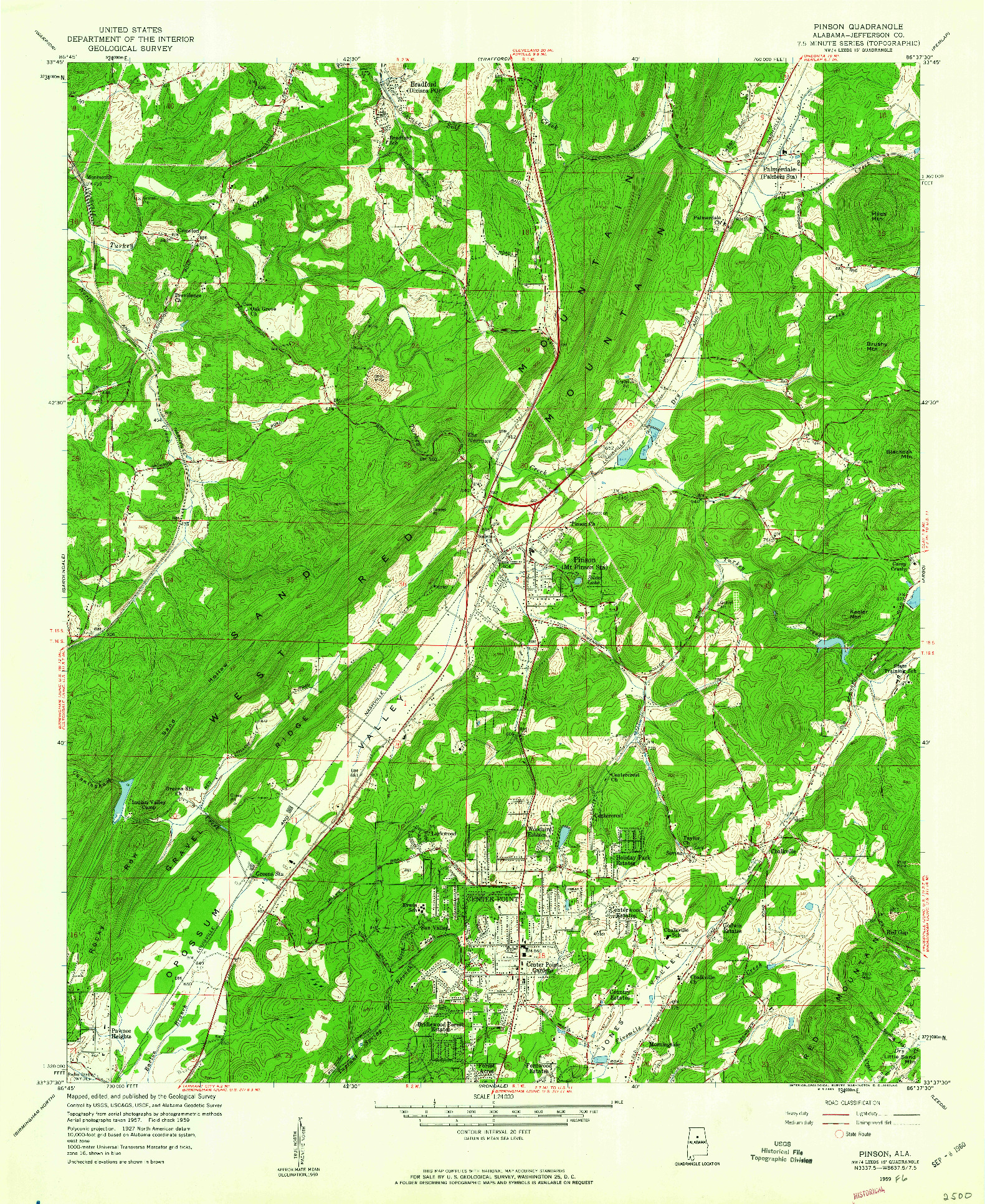 USGS 1:24000-SCALE QUADRANGLE FOR PINSON, AL 1959