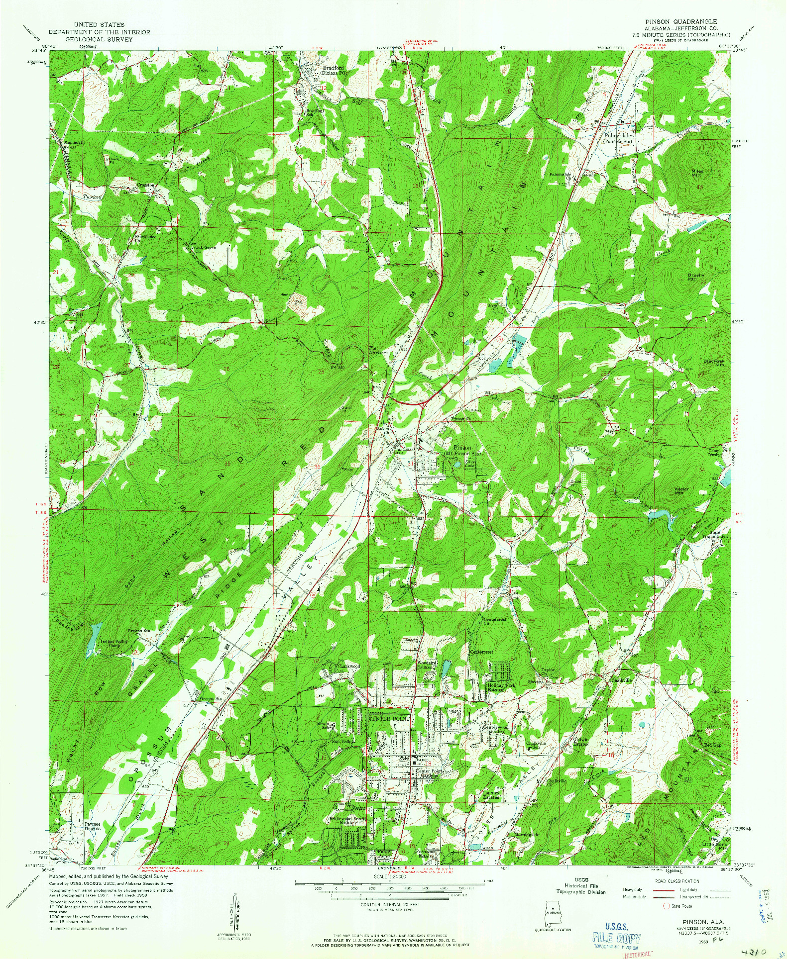 USGS 1:24000-SCALE QUADRANGLE FOR PINSON, AL 1959