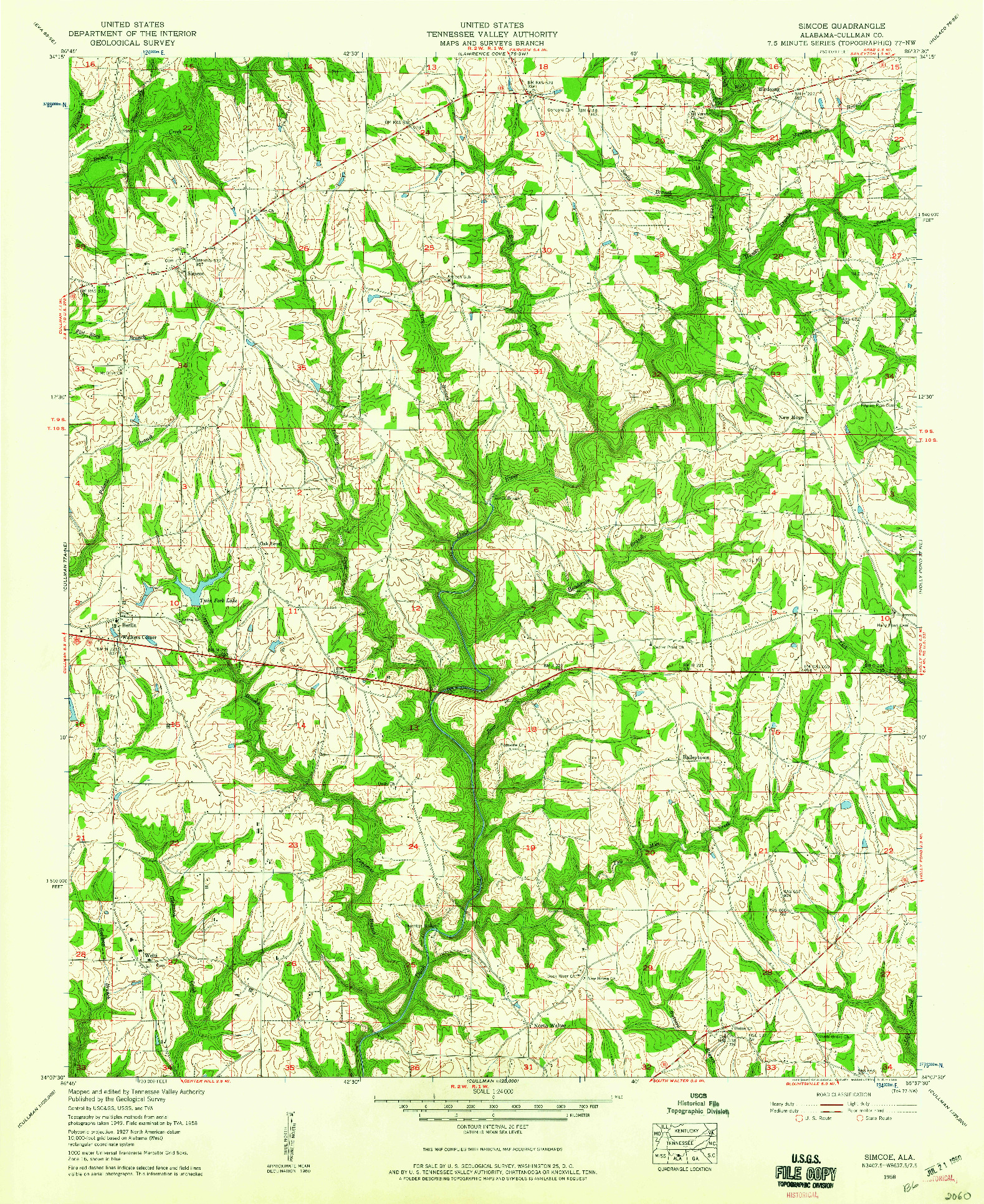 USGS 1:24000-SCALE QUADRANGLE FOR SIMCOE, AL 1958