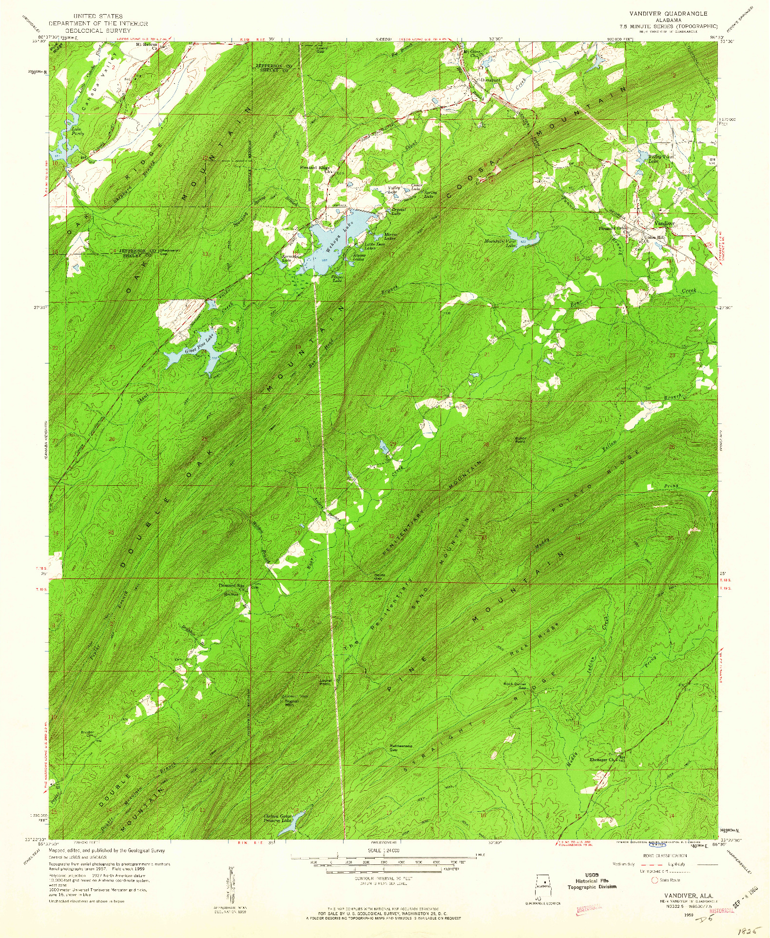 USGS 1:24000-SCALE QUADRANGLE FOR VANDIVER, AL 1959