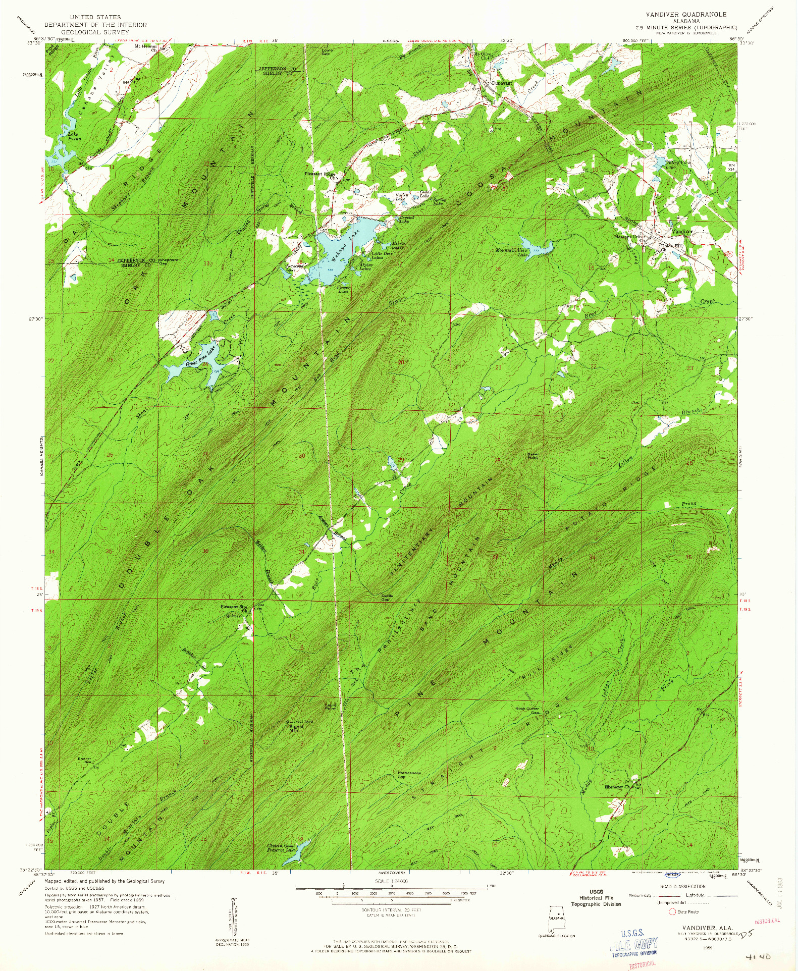 USGS 1:24000-SCALE QUADRANGLE FOR VANDIVER, AL 1959