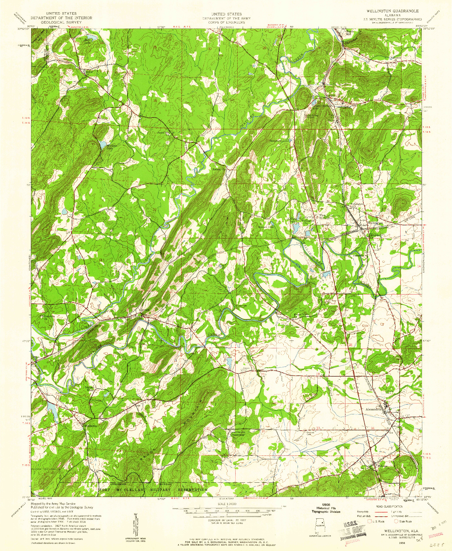 USGS 1:24000-SCALE QUADRANGLE FOR WELLINGTON, AL 1956