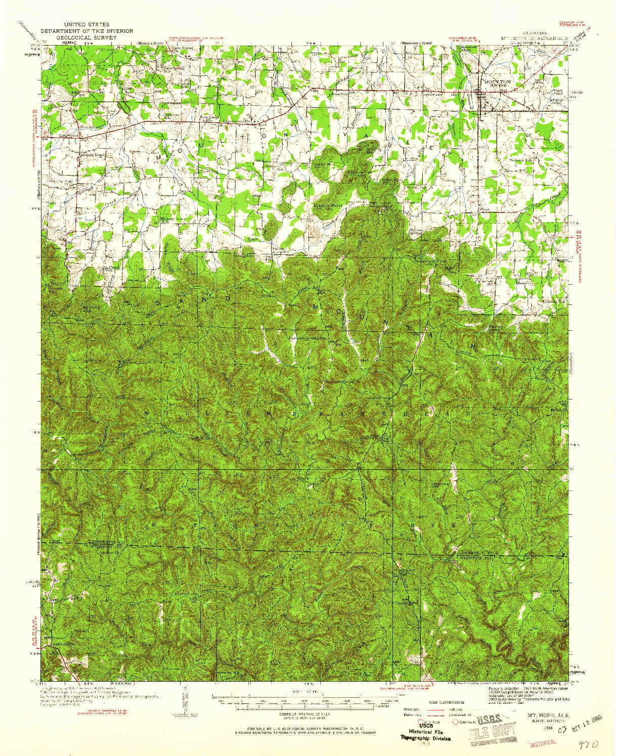 USGS 1:62500-SCALE QUADRANGLE FOR MT HOPE, AL 1936