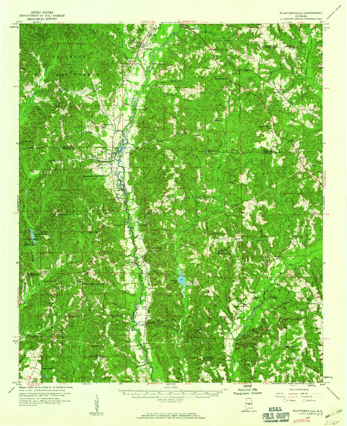 USGS 1:62500-SCALE QUADRANGLE FOR PLANTERSVILLE, AL 1959