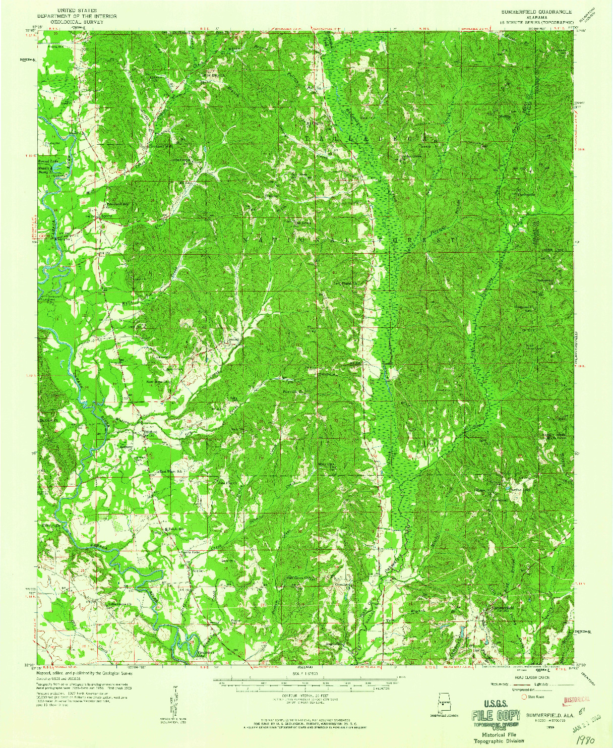 USGS 1:62500-SCALE QUADRANGLE FOR SUMMERFIELD, AL 1959