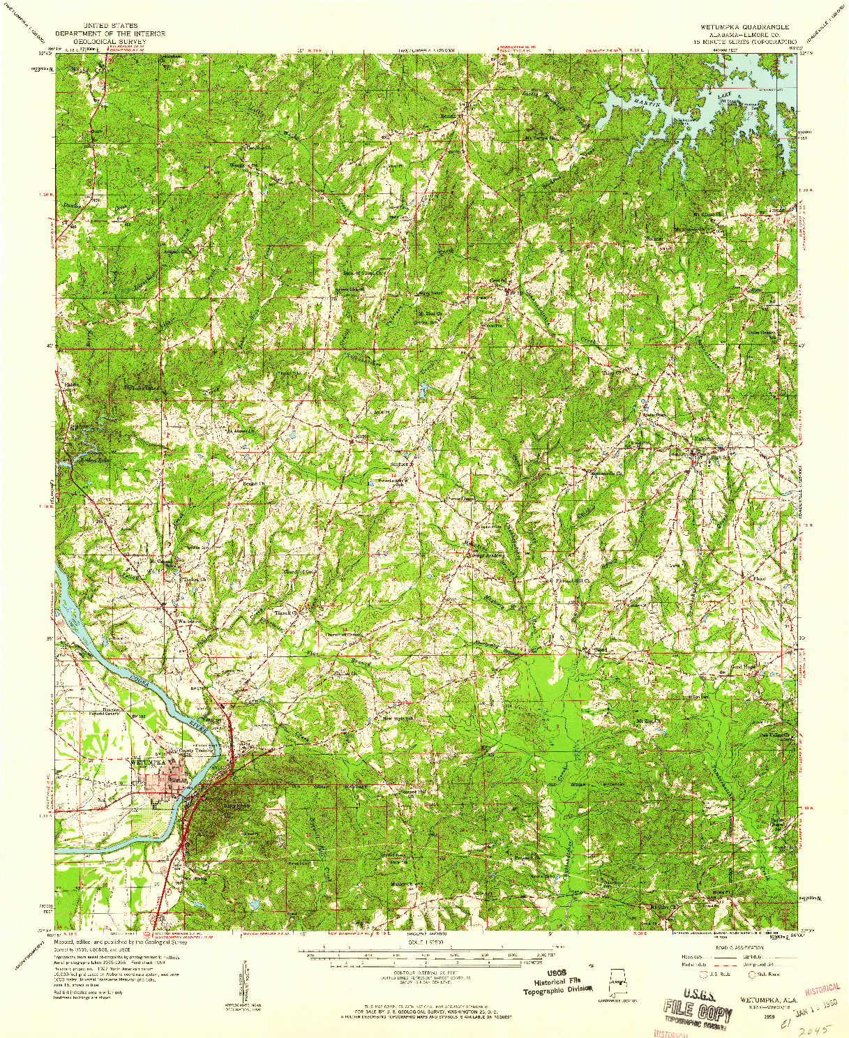 USGS 1:62500-SCALE QUADRANGLE FOR WETUMPKA, AL 1959