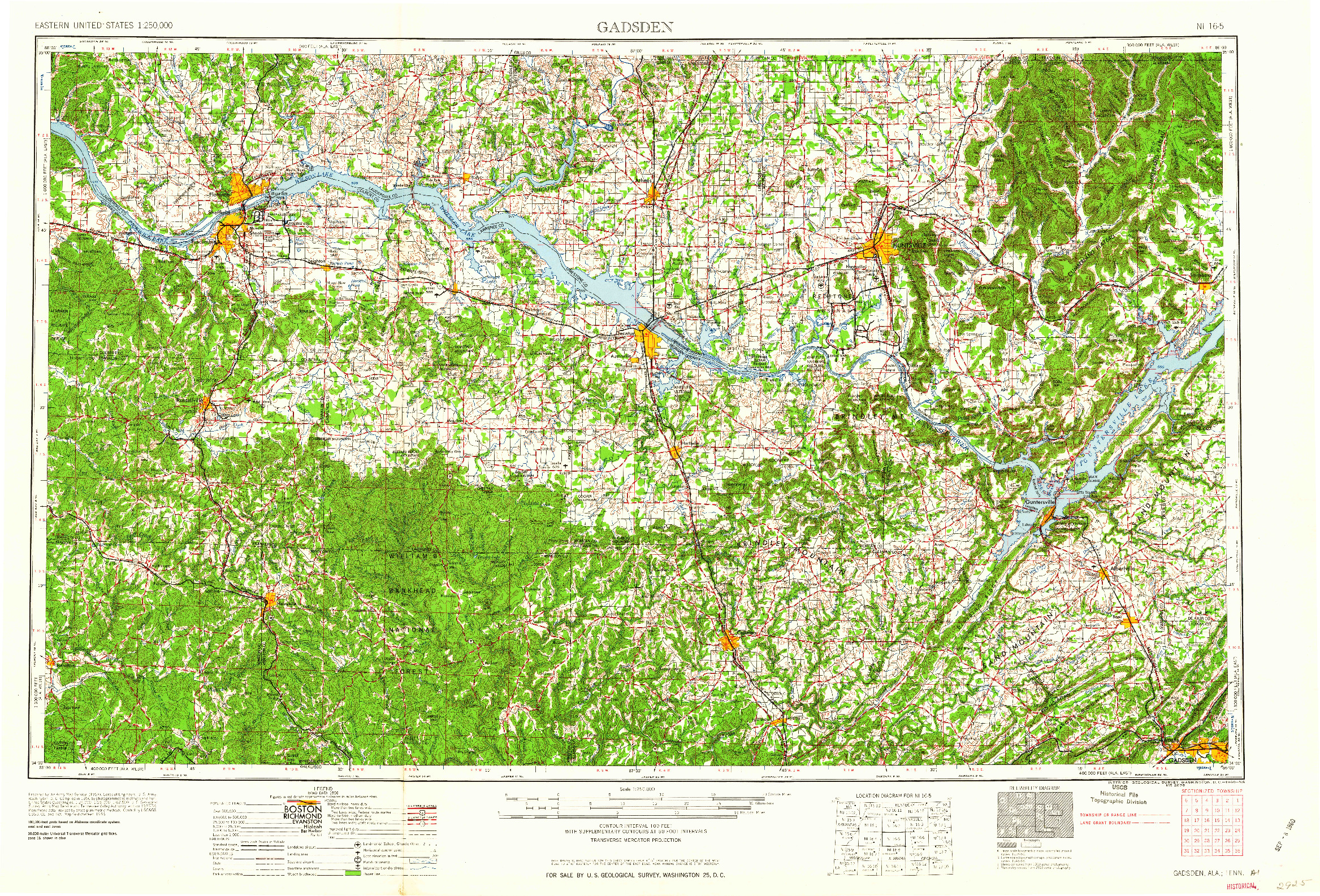 USGS 1:250000-SCALE QUADRANGLE FOR GADSDEN, AL 1960