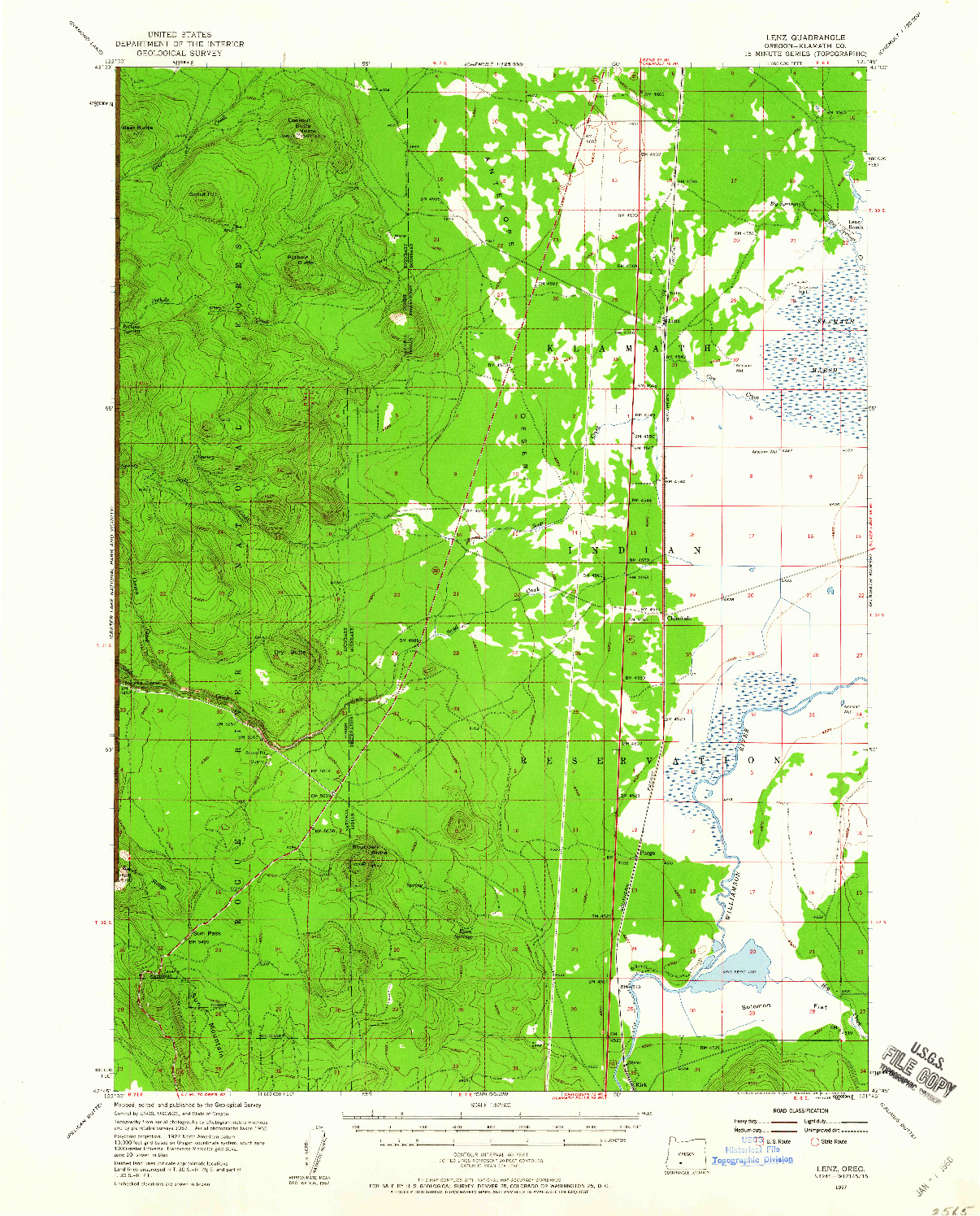 USGS 1:62500-SCALE QUADRANGLE FOR LENZ, OR 1957