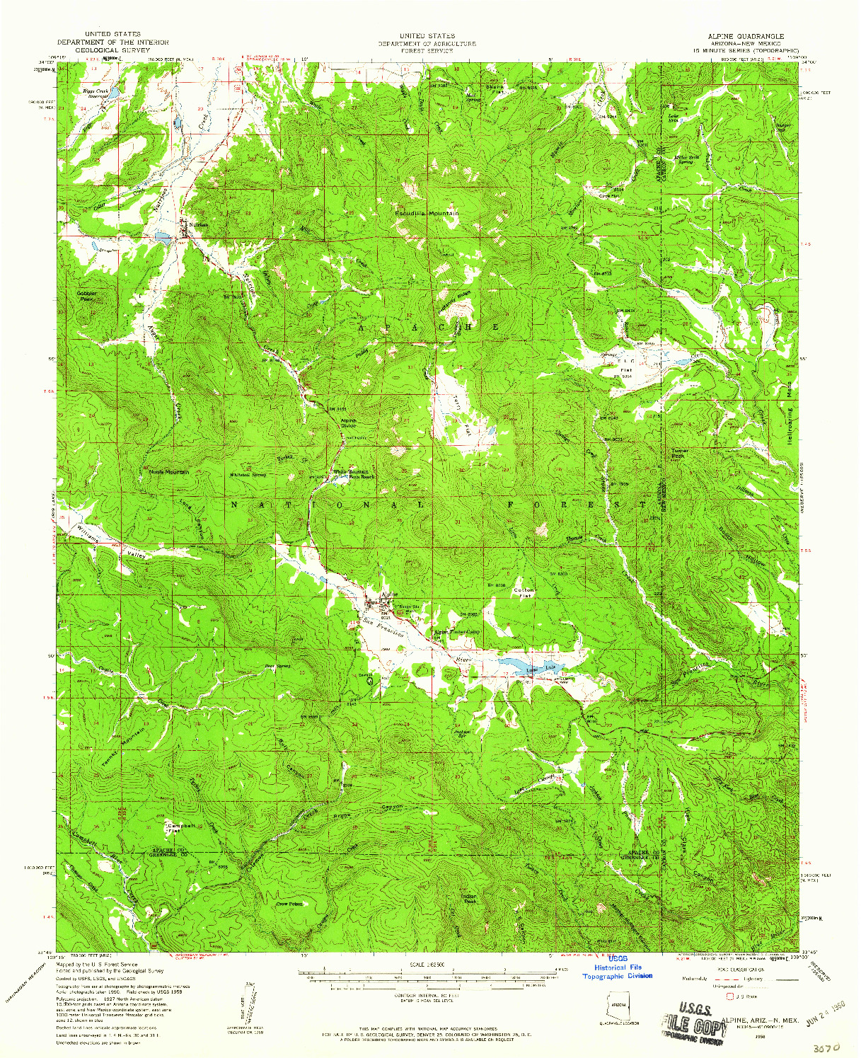 USGS 1:62500-SCALE QUADRANGLE FOR ALPINE, AZ 1958