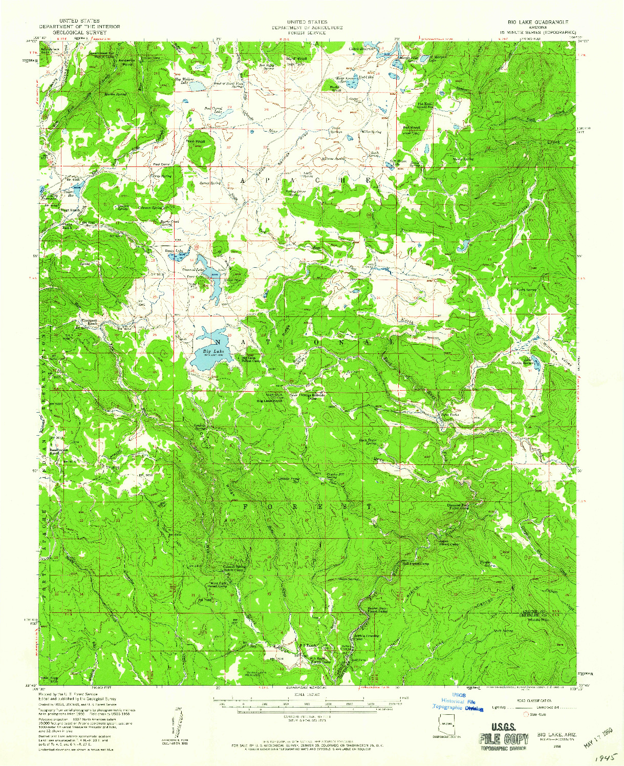 USGS 1:62500-SCALE QUADRANGLE FOR BIG LAKE, AZ 1958