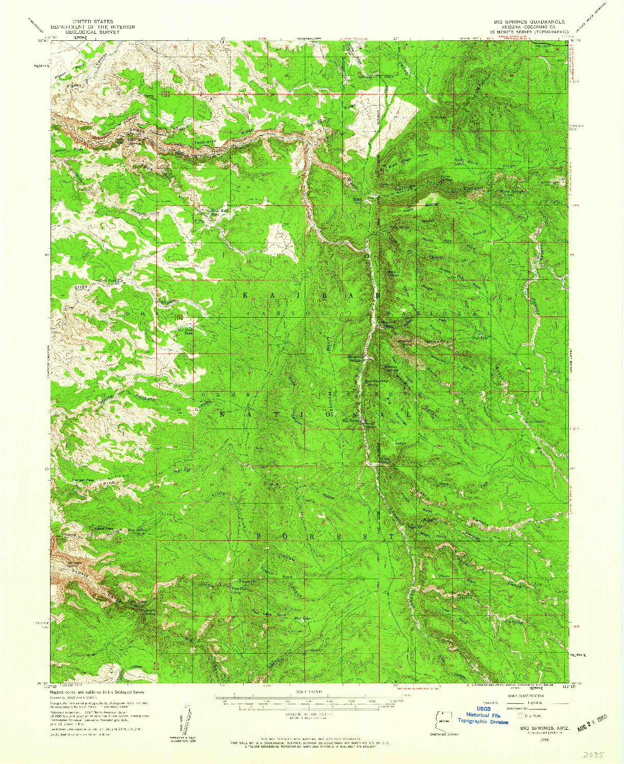 USGS 1:62500-SCALE QUADRANGLE FOR BIG SPRINGS, AZ 1958