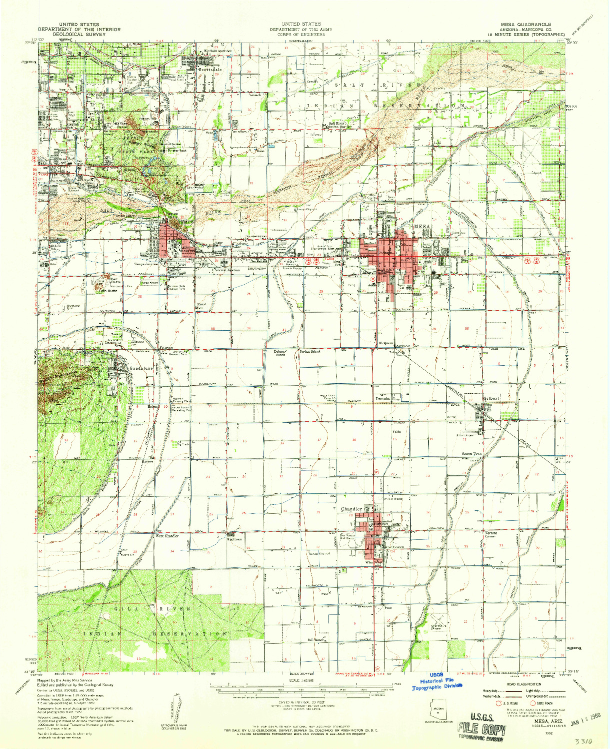 USGS 1:62500-SCALE QUADRANGLE FOR MESA, AZ 1952