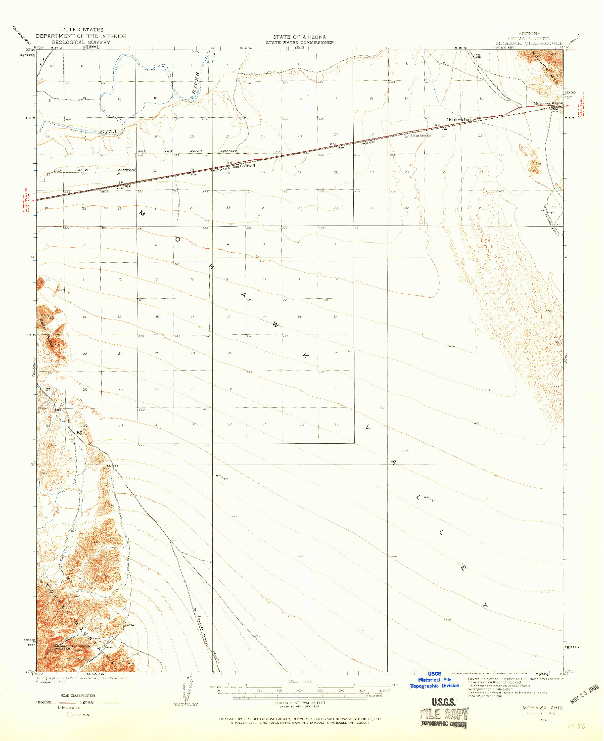 USGS 1:62500-SCALE QUADRANGLE FOR MOHAWK, AZ 1926
