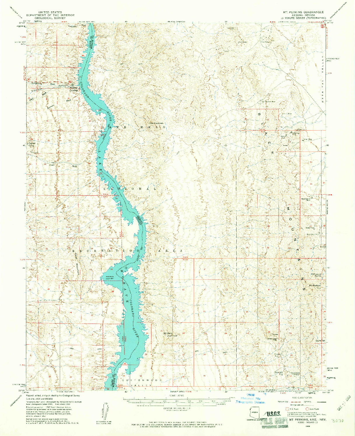 USGS 1:62500-SCALE QUADRANGLE FOR MT. PERKINS, AZ 1959