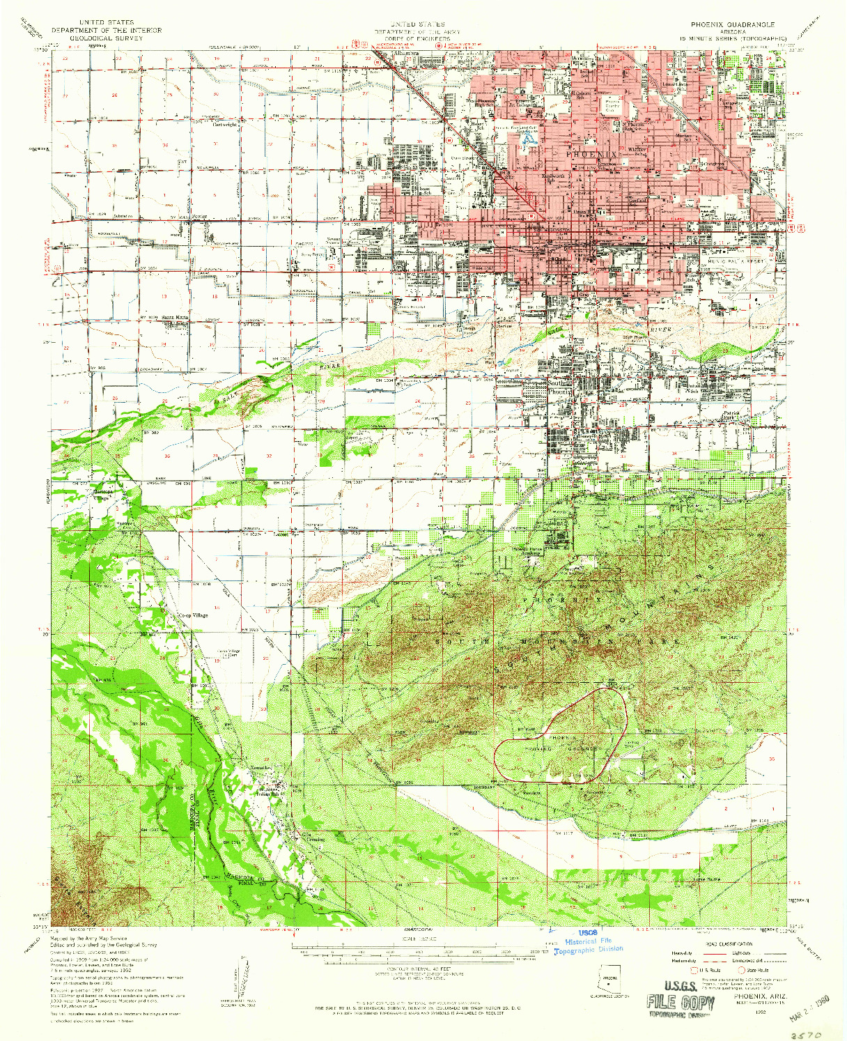 USGS 1:62500-SCALE QUADRANGLE FOR PHOENIX, AZ 1952