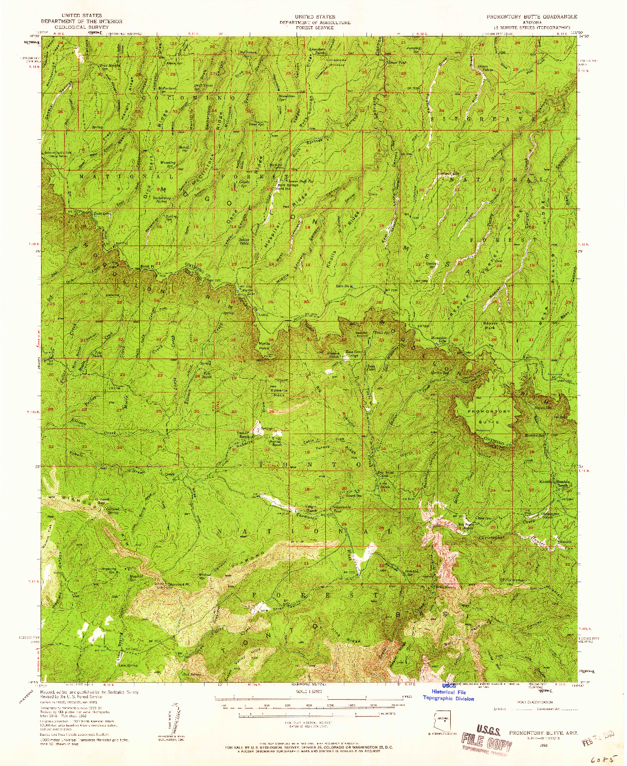 USGS 1:62500-SCALE QUADRANGLE FOR PROMONTORY BUTTE, AZ 1952