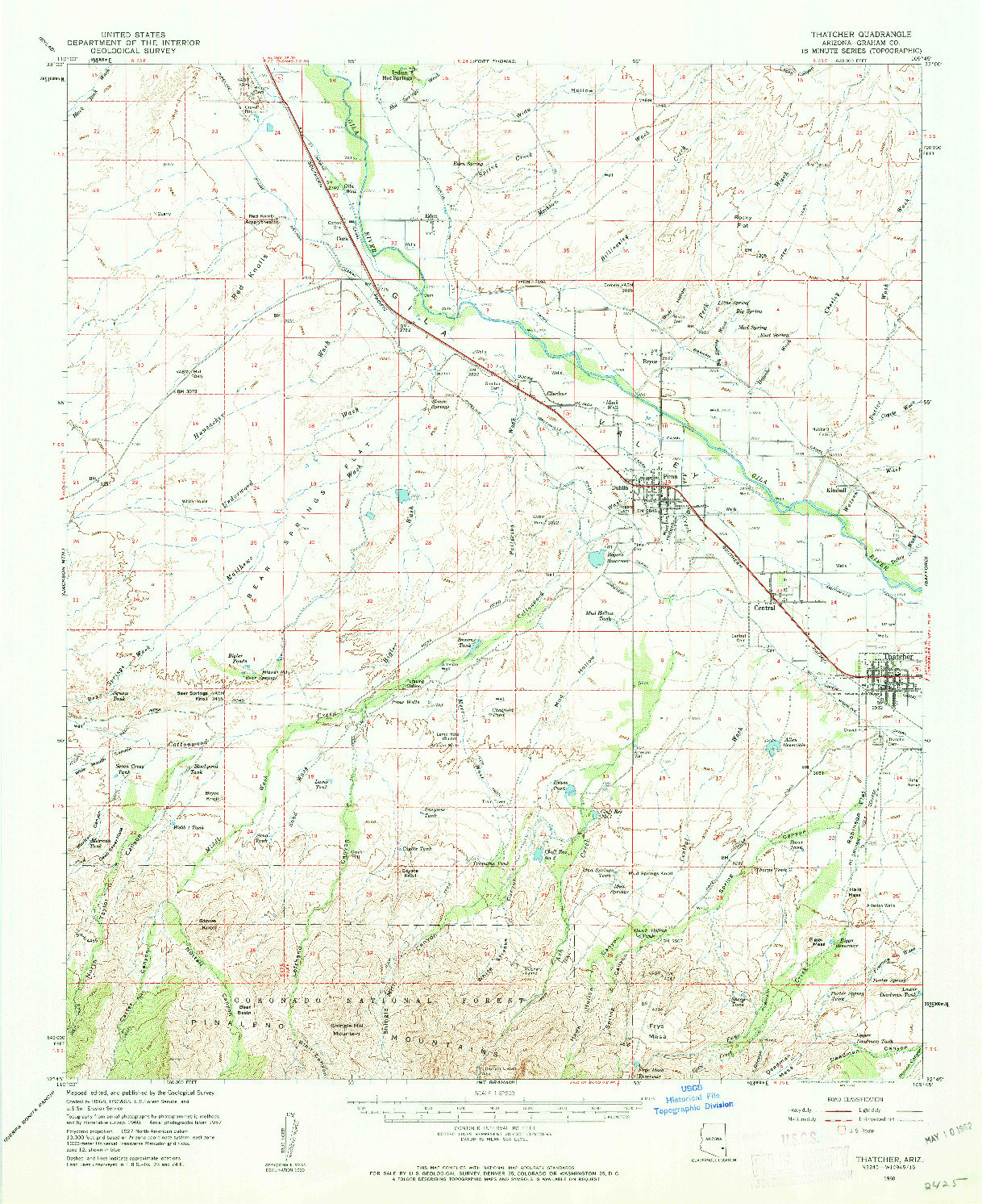 USGS 1:62500-SCALE QUADRANGLE FOR THATCHER, AZ 1960