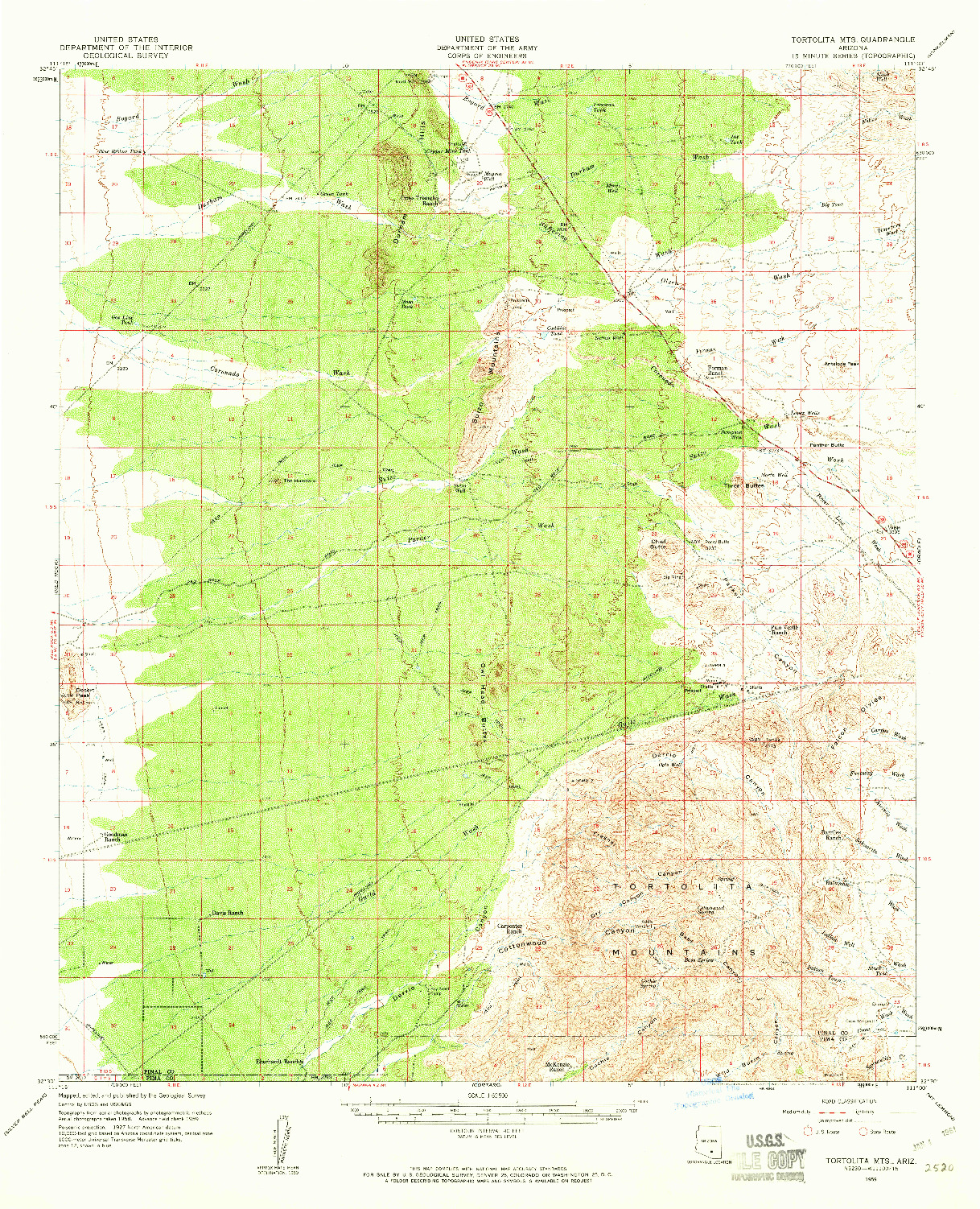 USGS 1:62500-SCALE QUADRANGLE FOR TORTOLITA MTS, AZ 1959