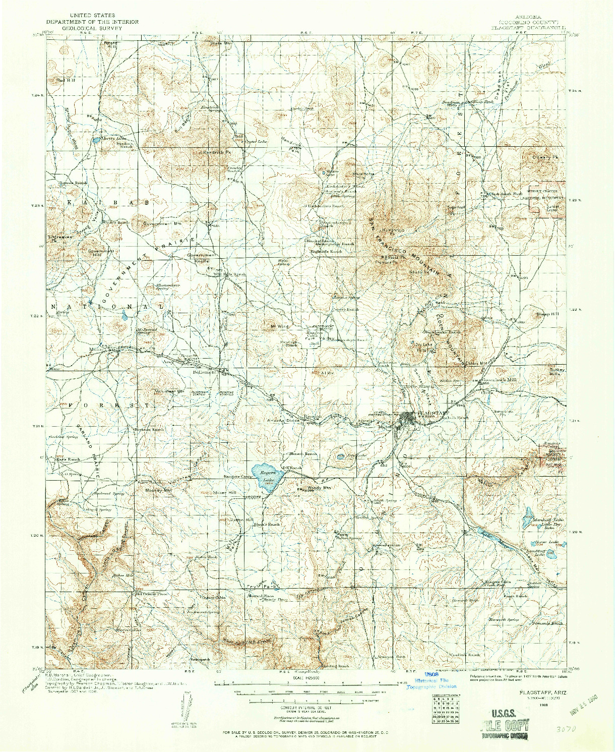 USGS 1:125000-SCALE QUADRANGLE FOR FLAGSTAFF, AZ 1908