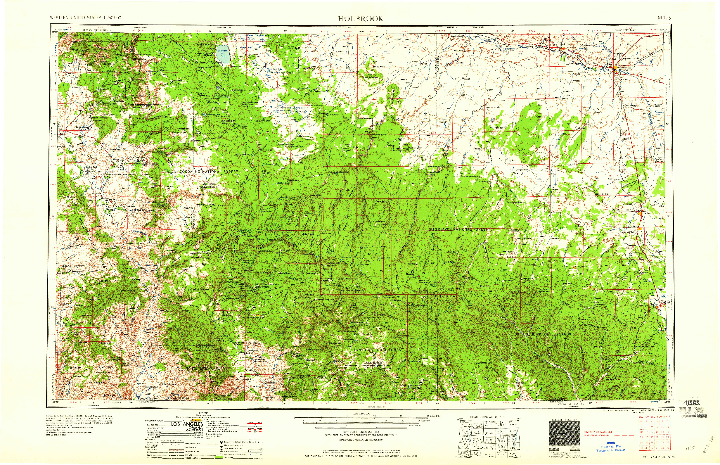 USGS 1:250000-SCALE QUADRANGLE FOR HOLBROOK, AZ 1960