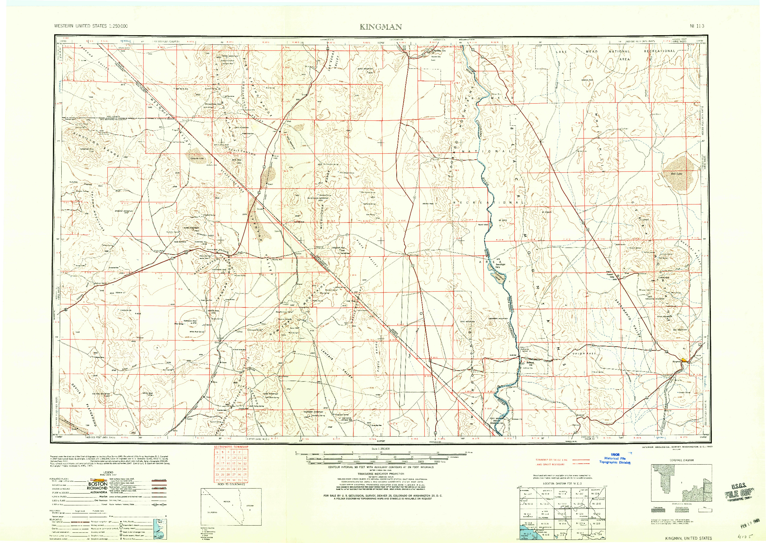 USGS 1:250000-SCALE QUADRANGLE FOR KINGMAN, AZ 1947