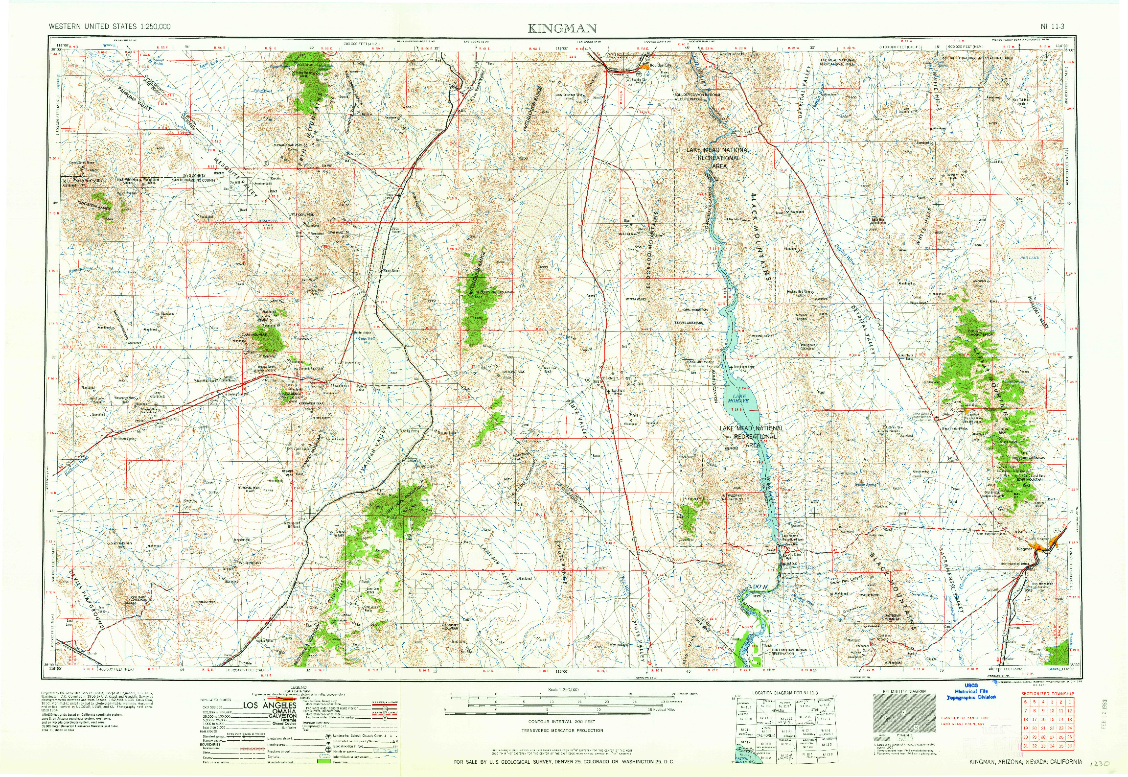 USGS 1:250000-SCALE QUADRANGLE FOR KINGMAN, AZ 1960