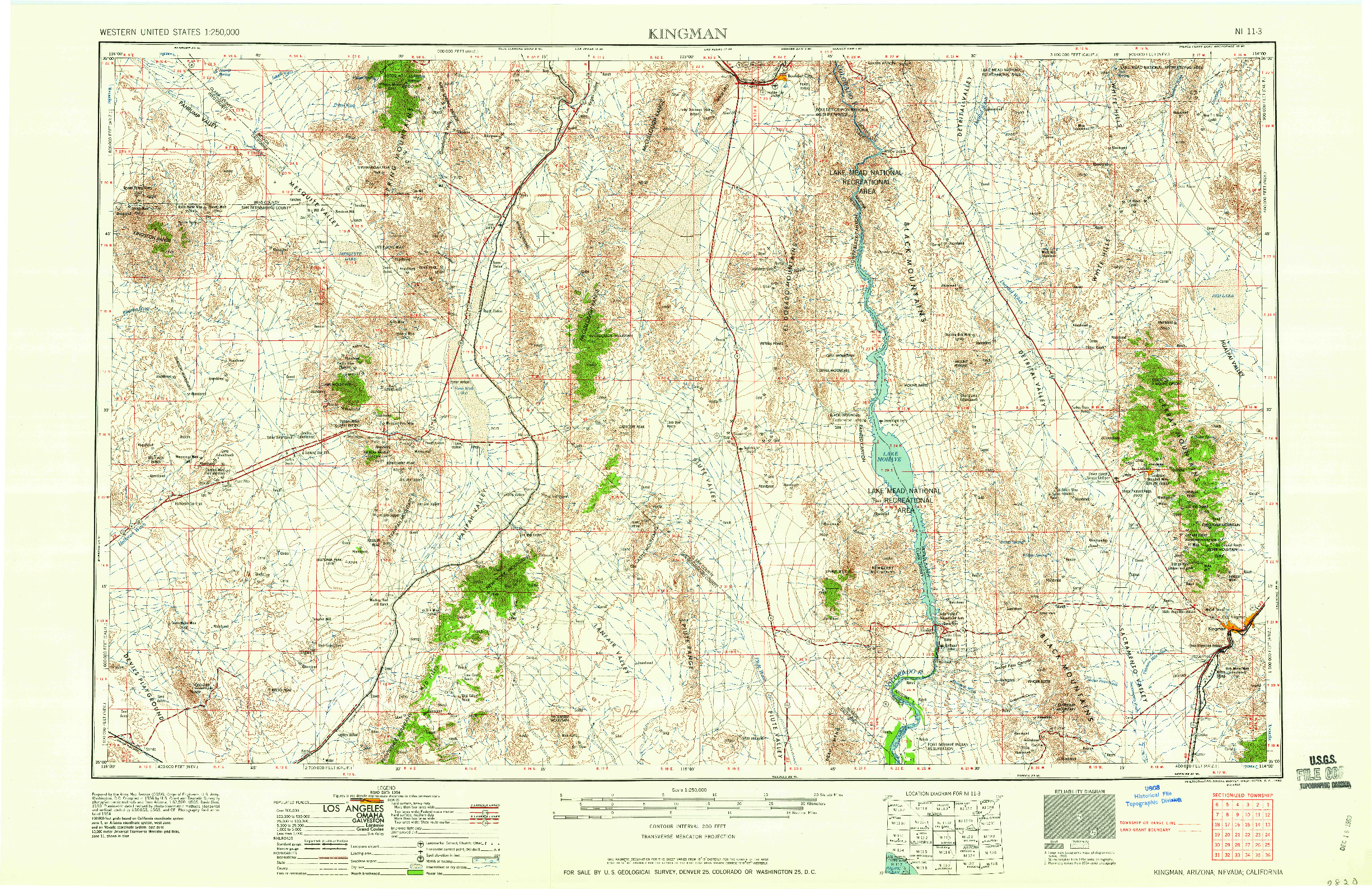 USGS 1:250000-SCALE QUADRANGLE FOR KINGMAN, AZ 1960