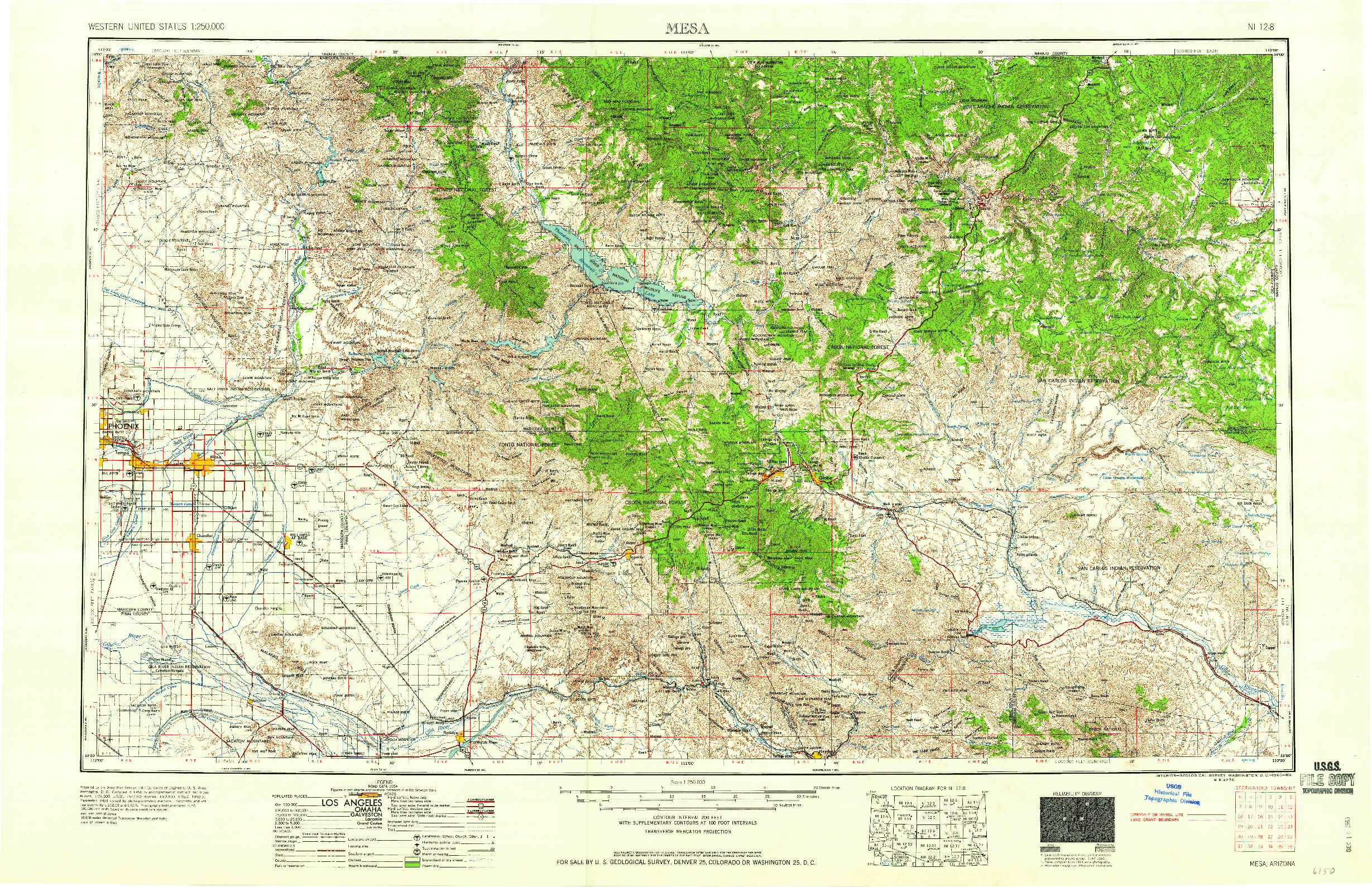 USGS 1:250000-SCALE QUADRANGLE FOR MESA, AZ 1960