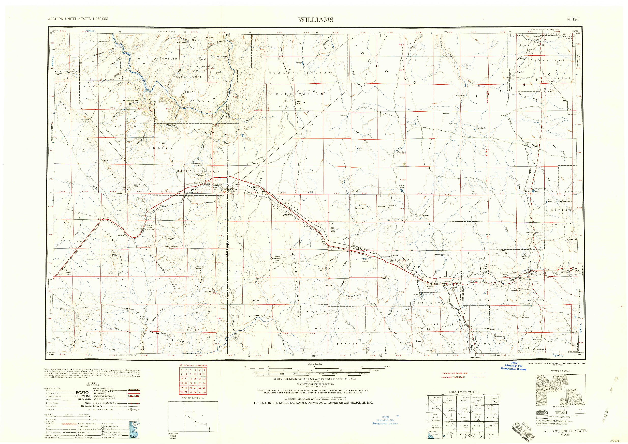 USGS 1:250000-SCALE QUADRANGLE FOR WILLIAMS, AZ 1960