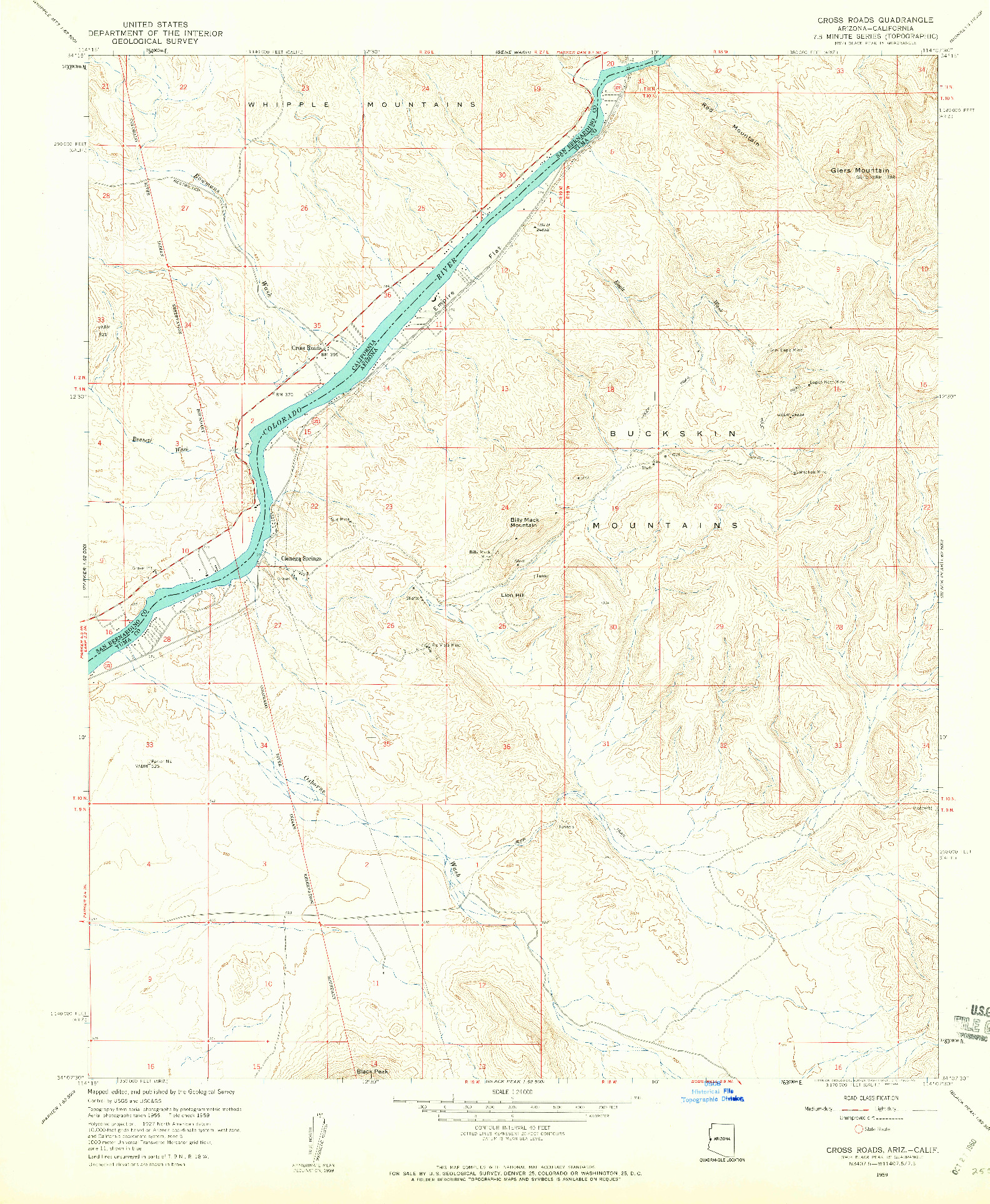 USGS 1:24000-SCALE QUADRANGLE FOR CROSS ROADS, AZ 1959