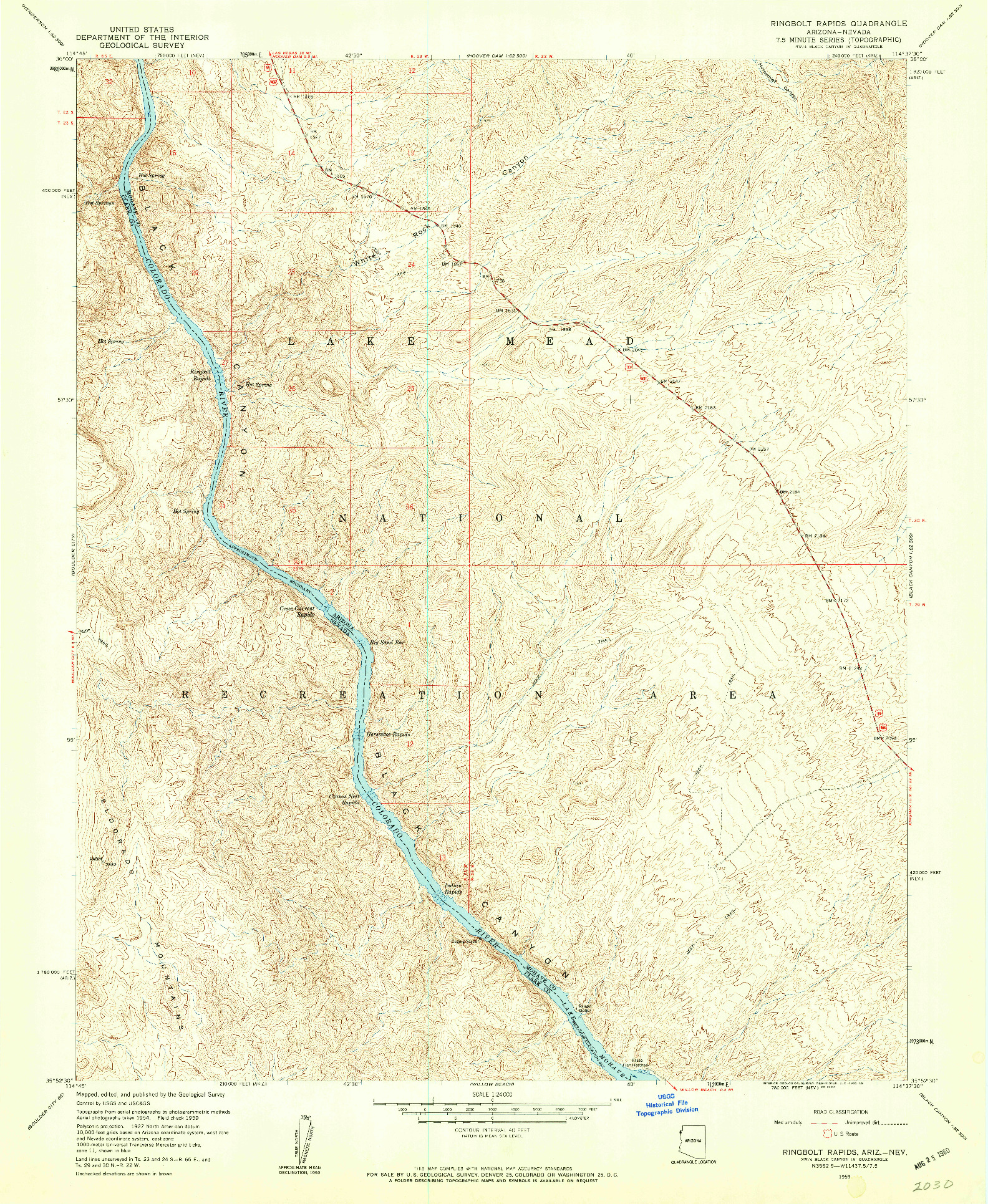 USGS 1:24000-SCALE QUADRANGLE FOR RINGBOLT RAPIDS, AZ 1959