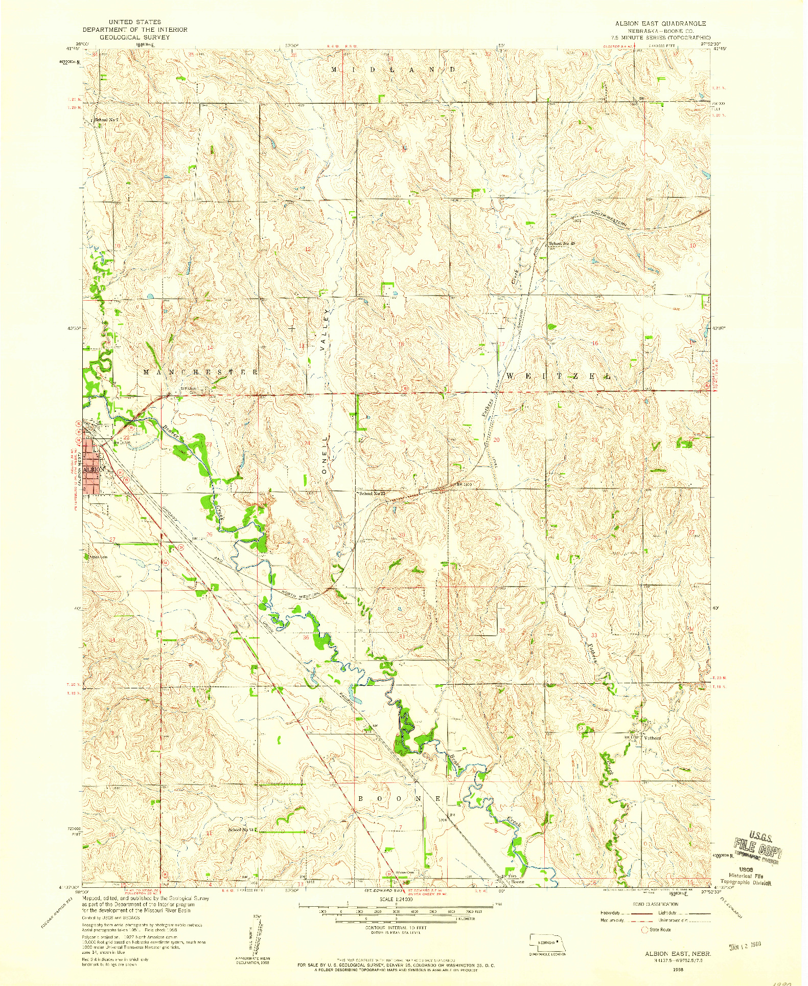 USGS 1:24000-SCALE QUADRANGLE FOR ALBION EAST, NE 1958