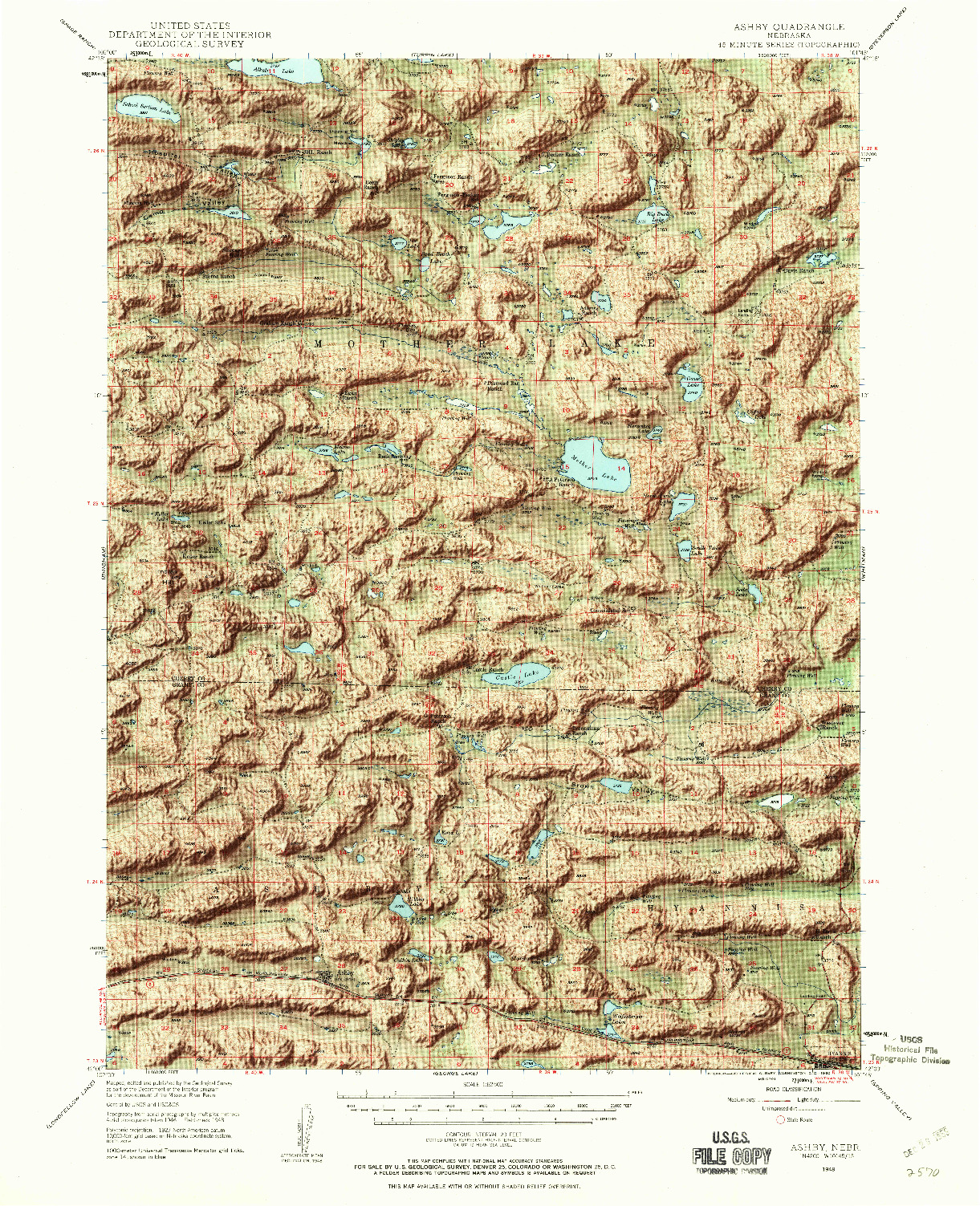 USGS 1:62500-SCALE QUADRANGLE FOR ASHBY, NE 1948