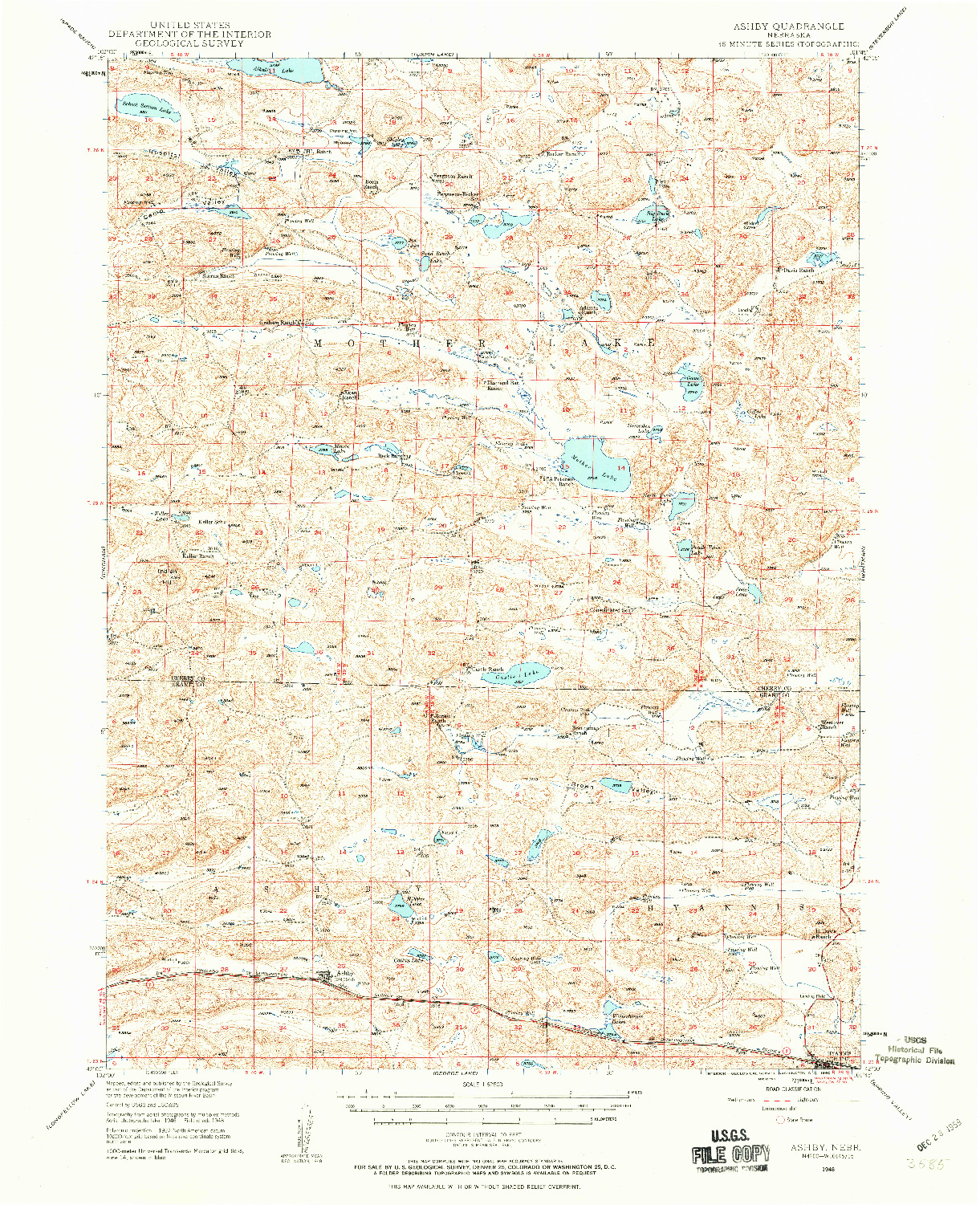 USGS 1:62500-SCALE QUADRANGLE FOR ASHBY, NE 1948