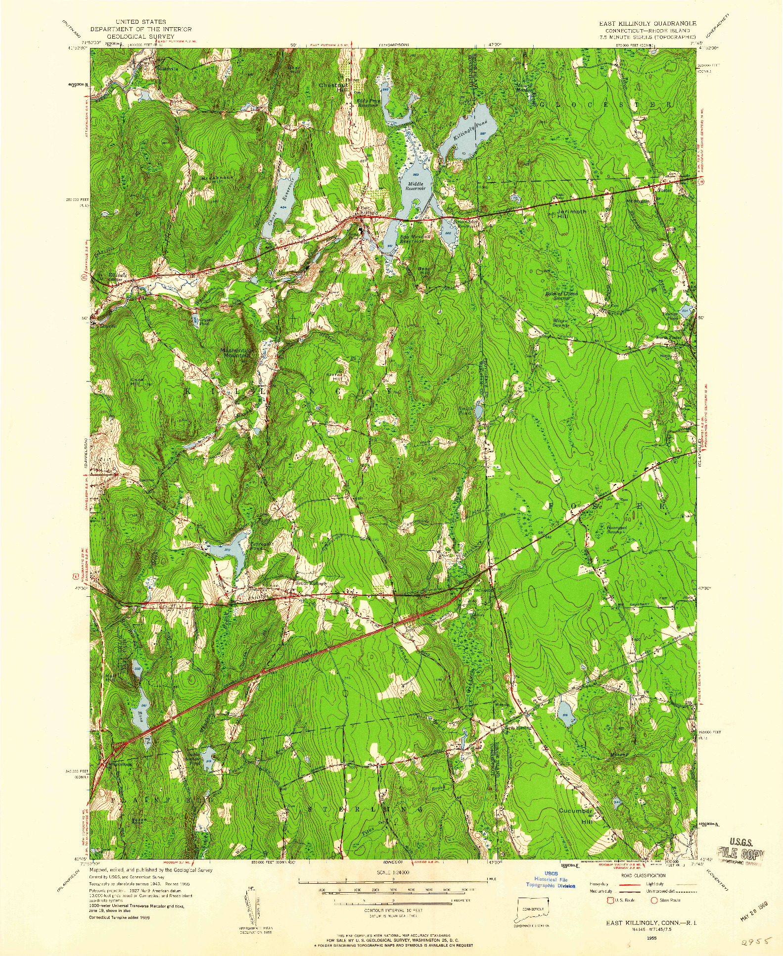 USGS 1:24000-SCALE QUADRANGLE FOR EAST KILLINGLY, CT 1955