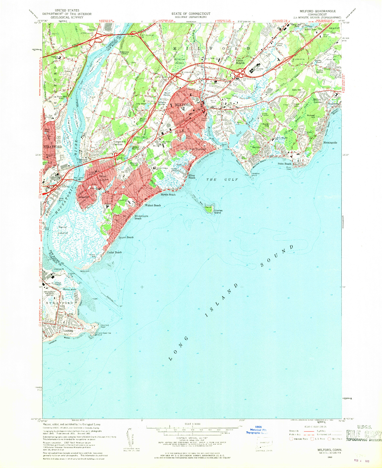 USGS 1:24000-SCALE QUADRANGLE FOR MILFORD, CT 1960