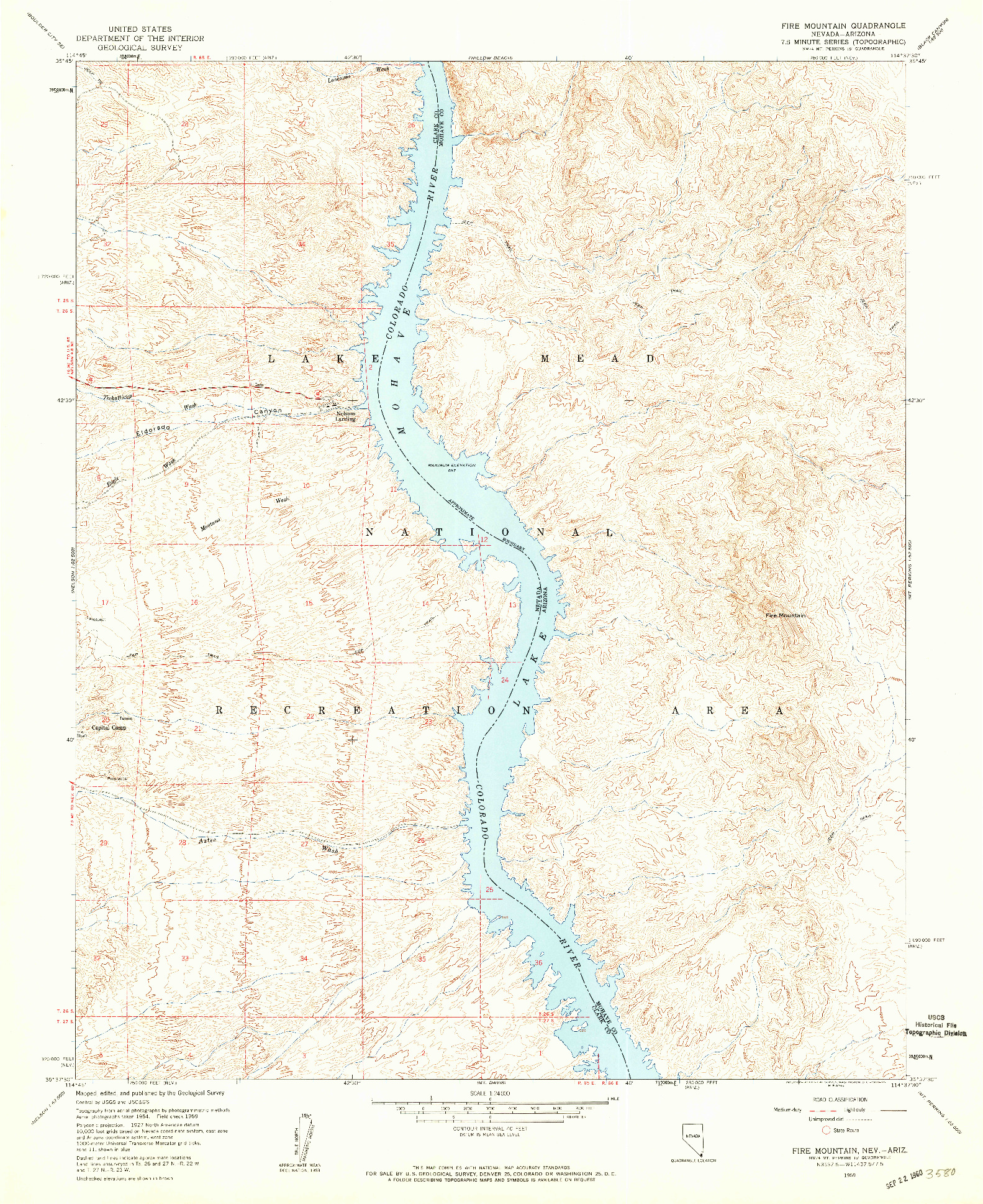 USGS 1:24000-SCALE QUADRANGLE FOR FIRE MOUNTAIN, NV 1959