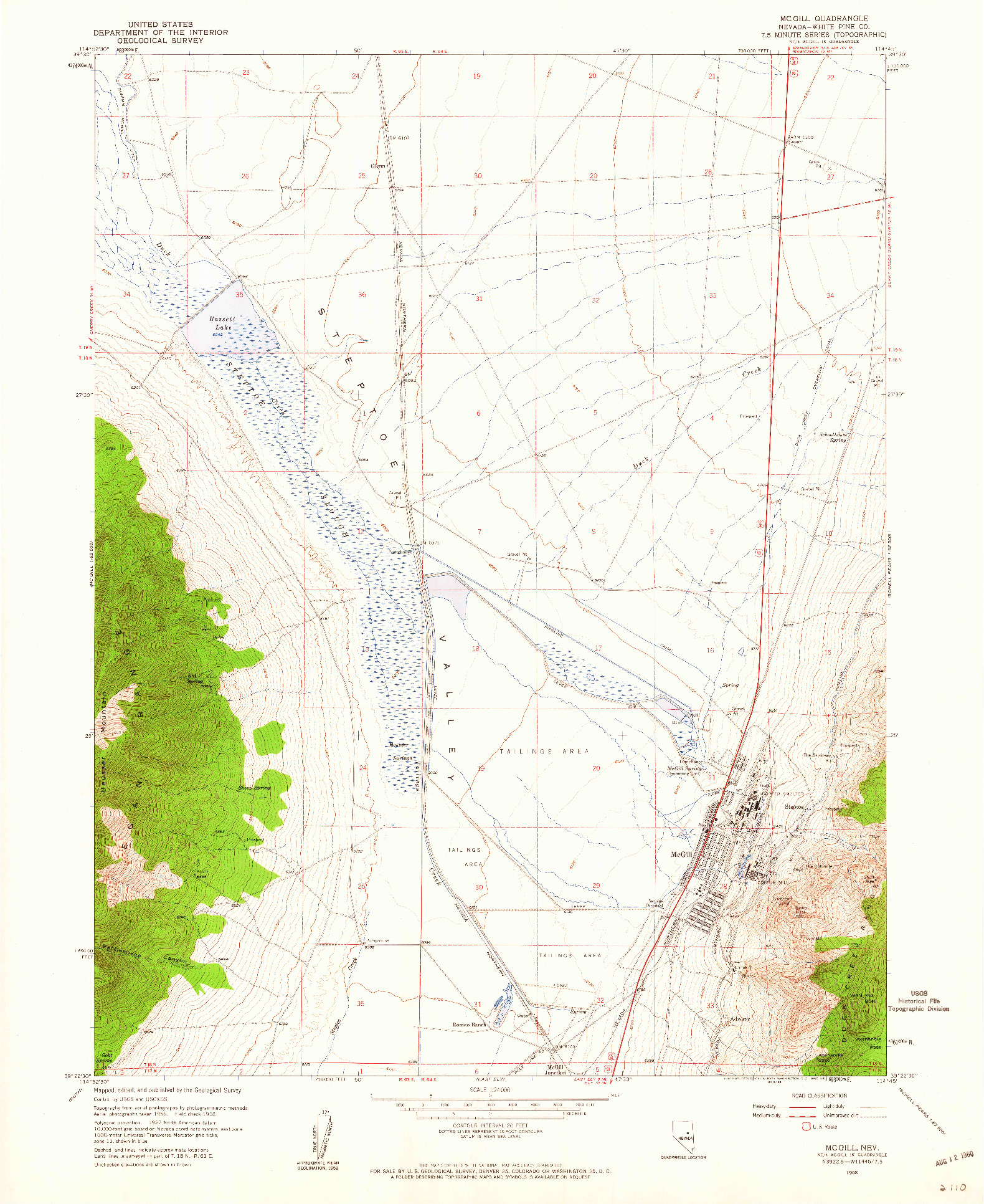 USGS 1:24000-SCALE QUADRANGLE FOR MCGILL, NV 1958