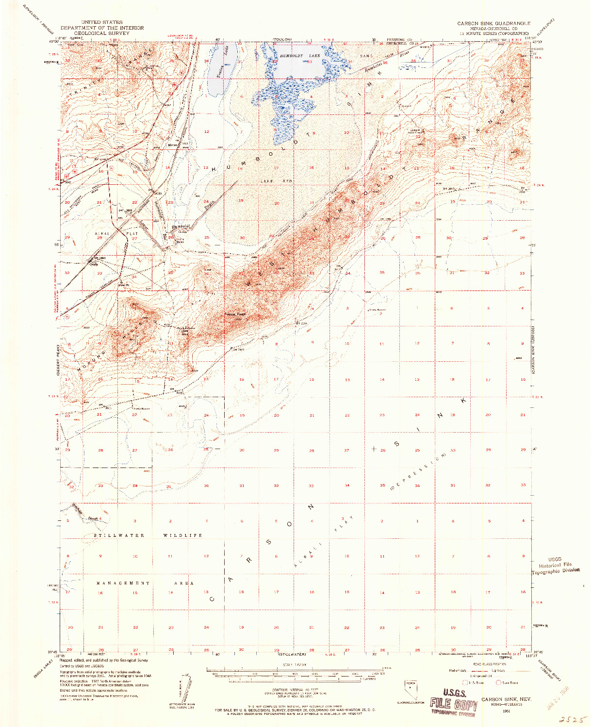 USGS 1:62500-SCALE QUADRANGLE FOR CARSON SINK, NV 1951