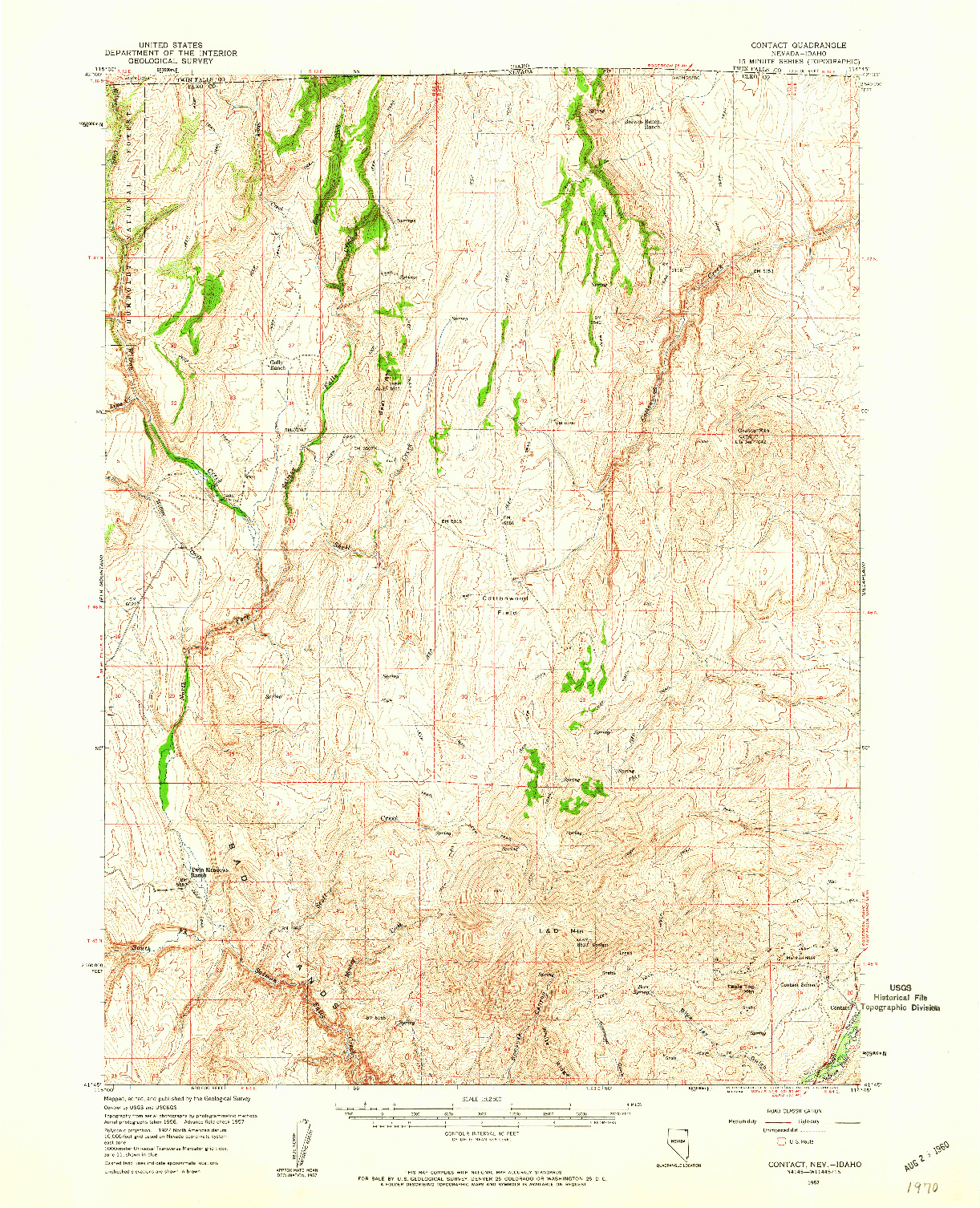 USGS 1:62500-SCALE QUADRANGLE FOR CONTACT, NV 1957