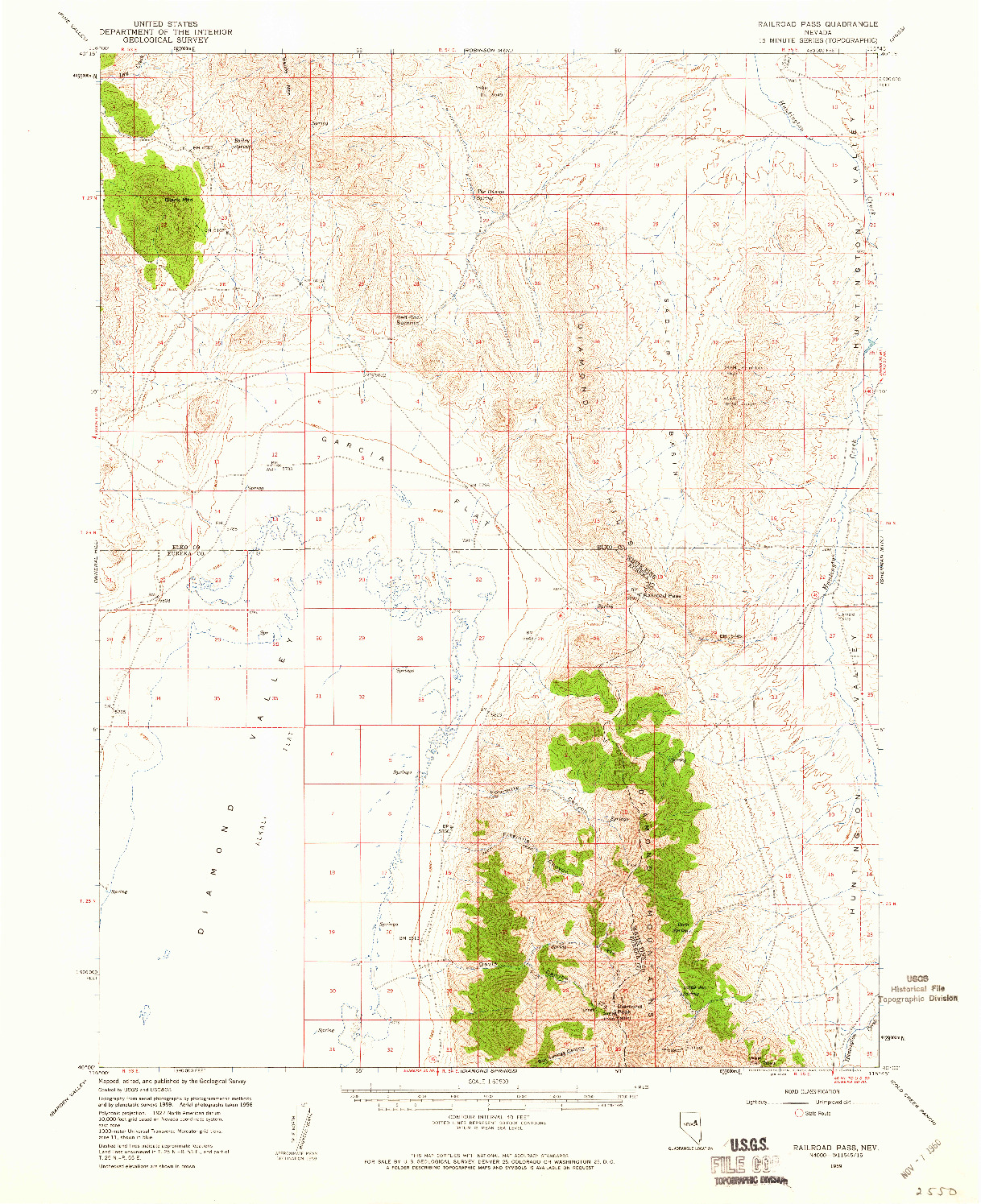 USGS 1:62500-SCALE QUADRANGLE FOR RAILROAD PASS, NV 1959